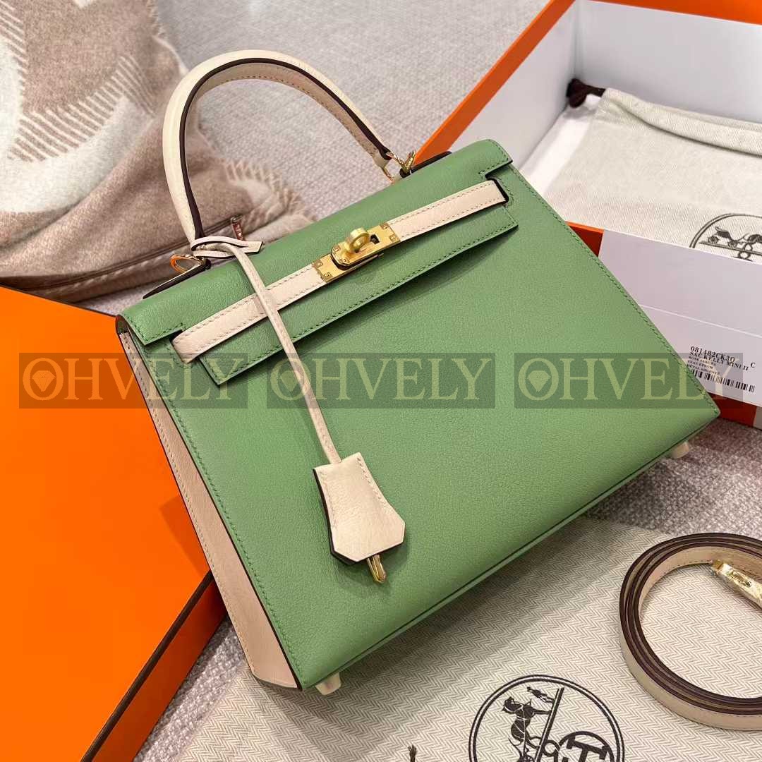 Hermès Kelly 25 아보카도그린 + 크림화이트 (투톤) (시중가 4000만)