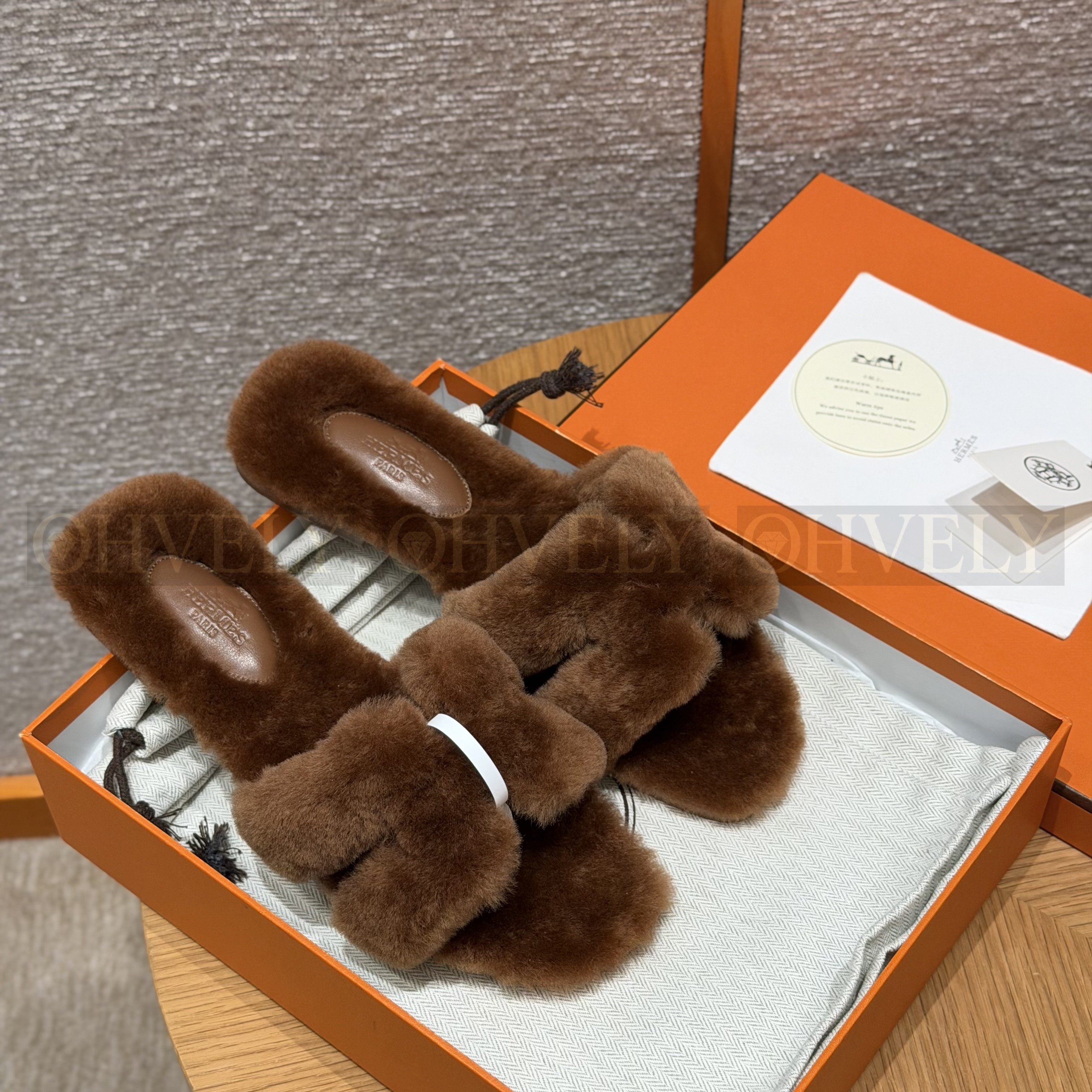 에르메스 시어링 오란 슬리퍼(handmade.ver)