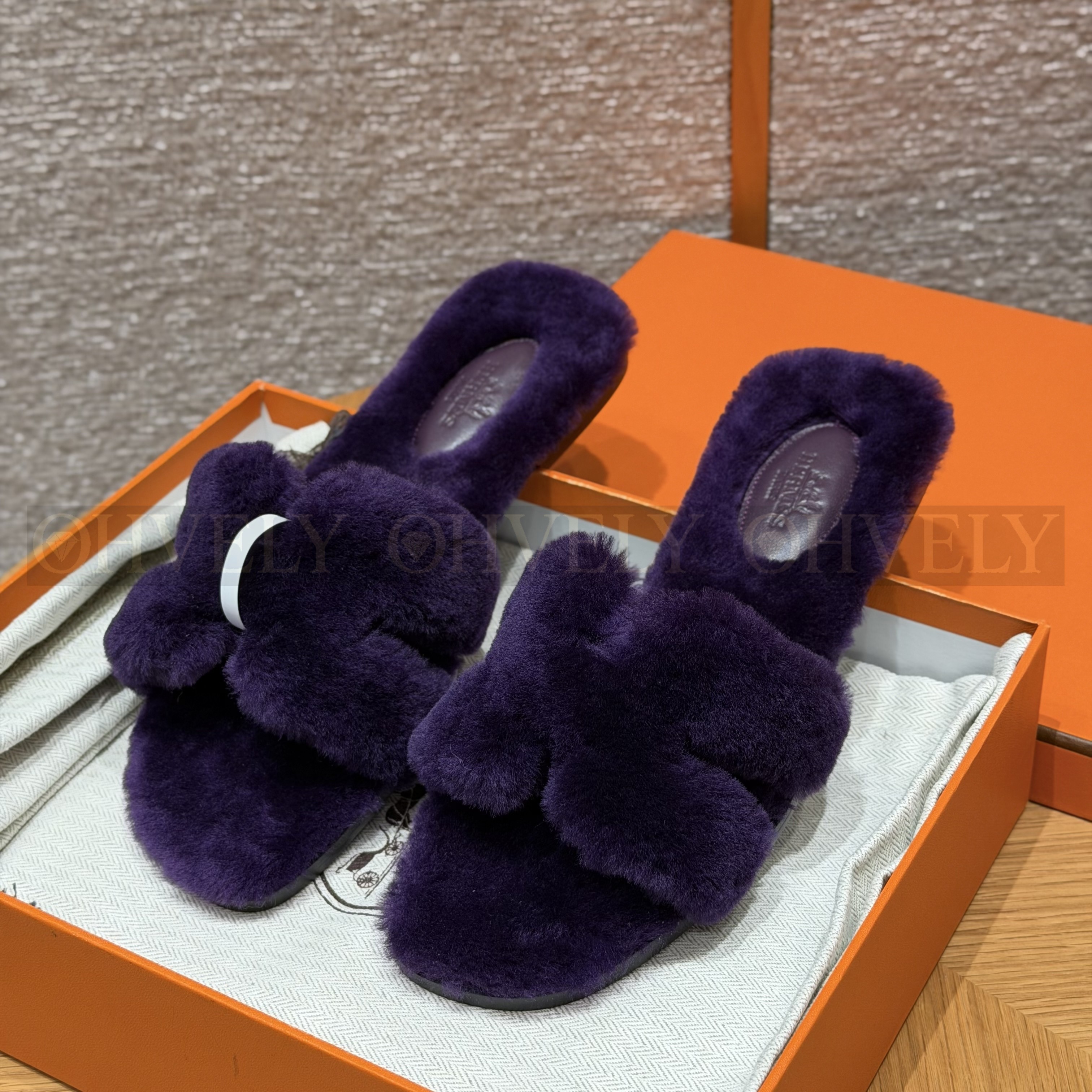 에르메스 시어링 오란 슬리퍼(handmade.ver)