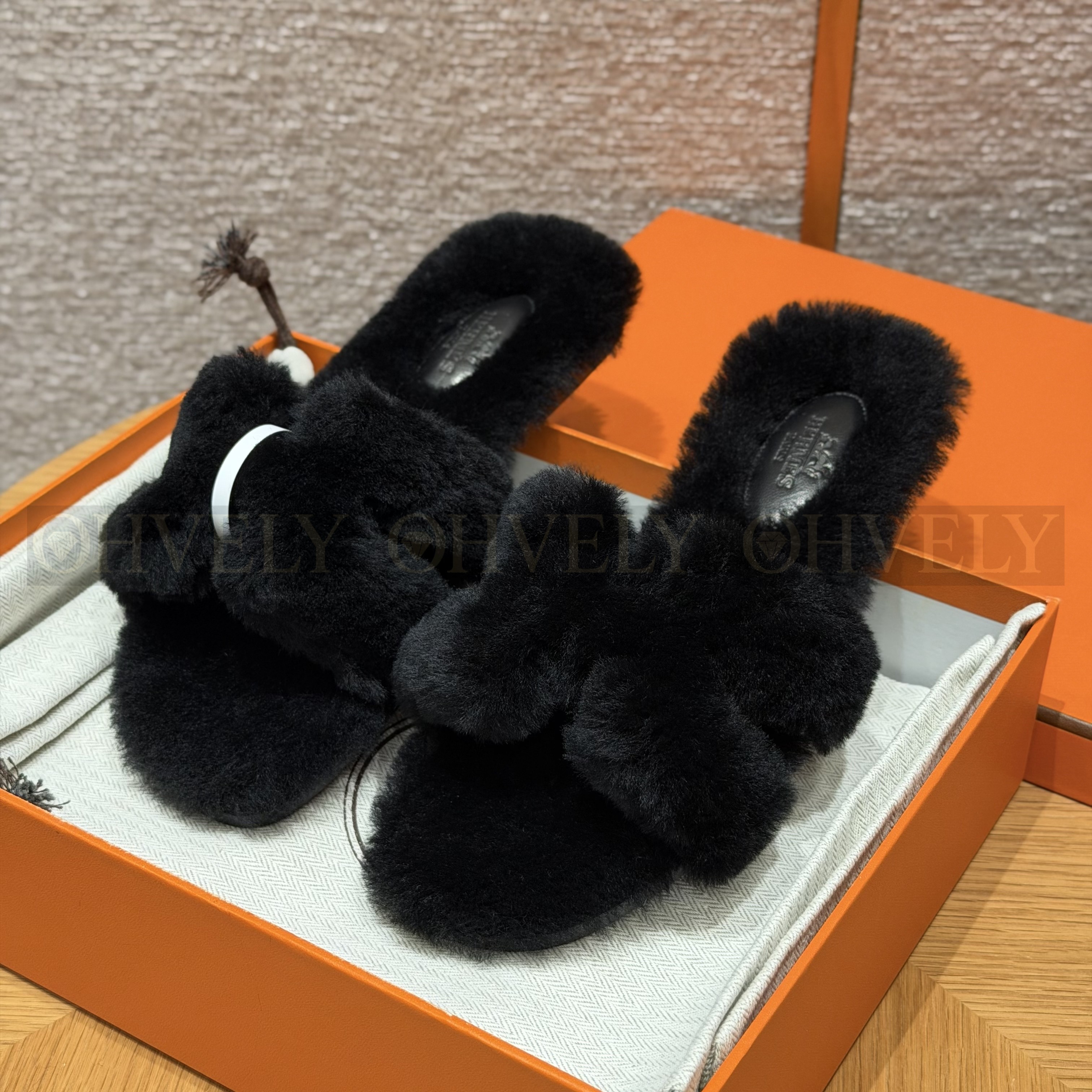 에르메스 시어링 오란 슬리퍼(handmade.ver)