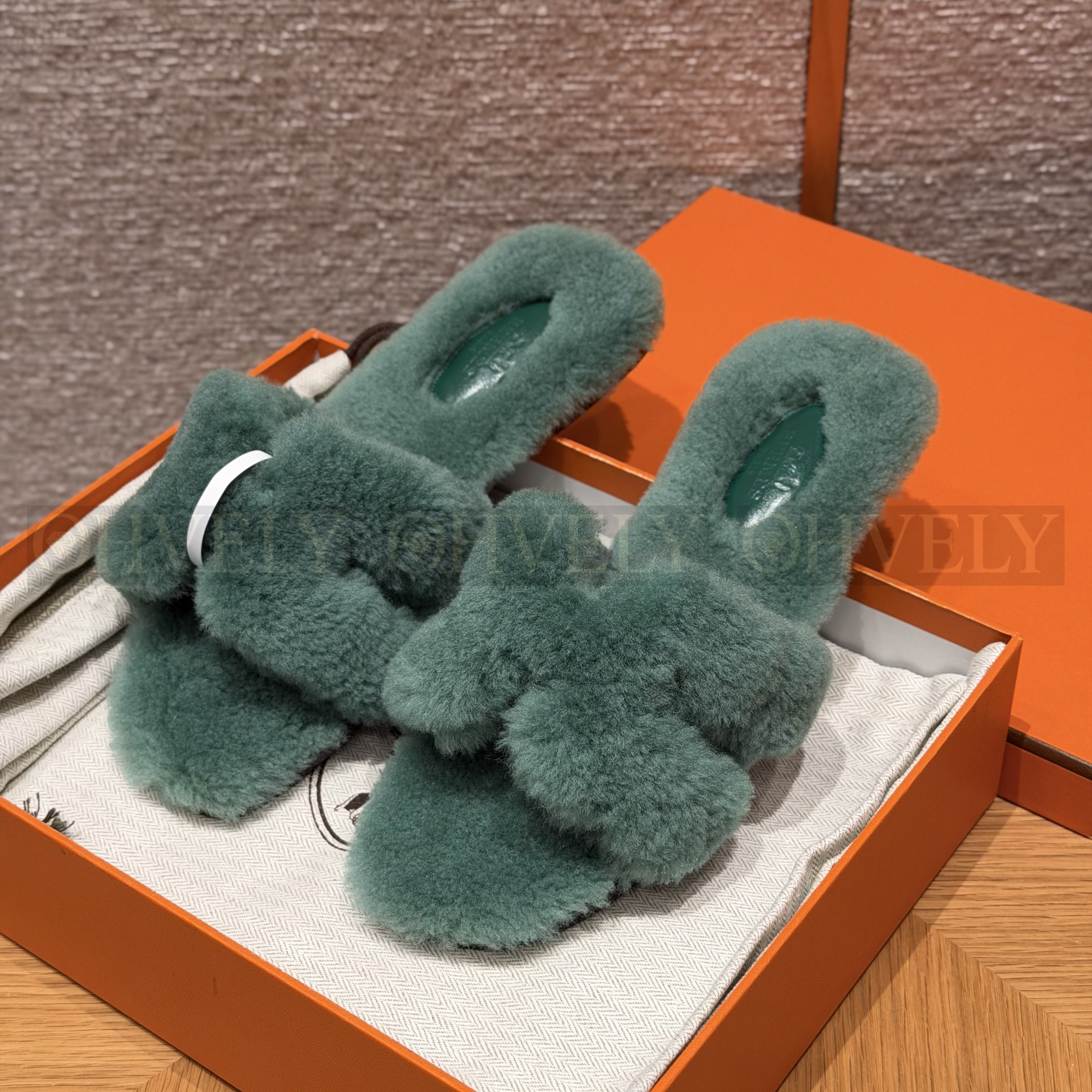 에르메스 시어링 오란 슬리퍼(handmade.ver)