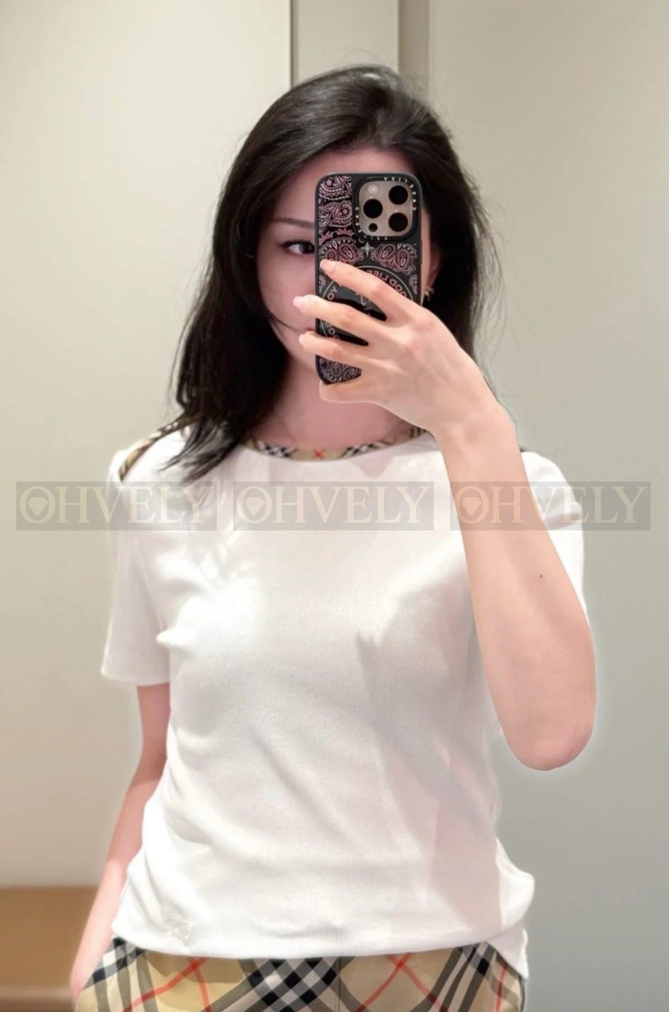 【 ZP버전 】 버버리 체크 칼라 사이드 슬라이싱 반팔 티셔츠
