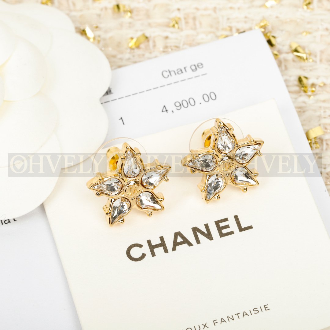 샤넬 CHANEL 스트라스 플라워 이어링