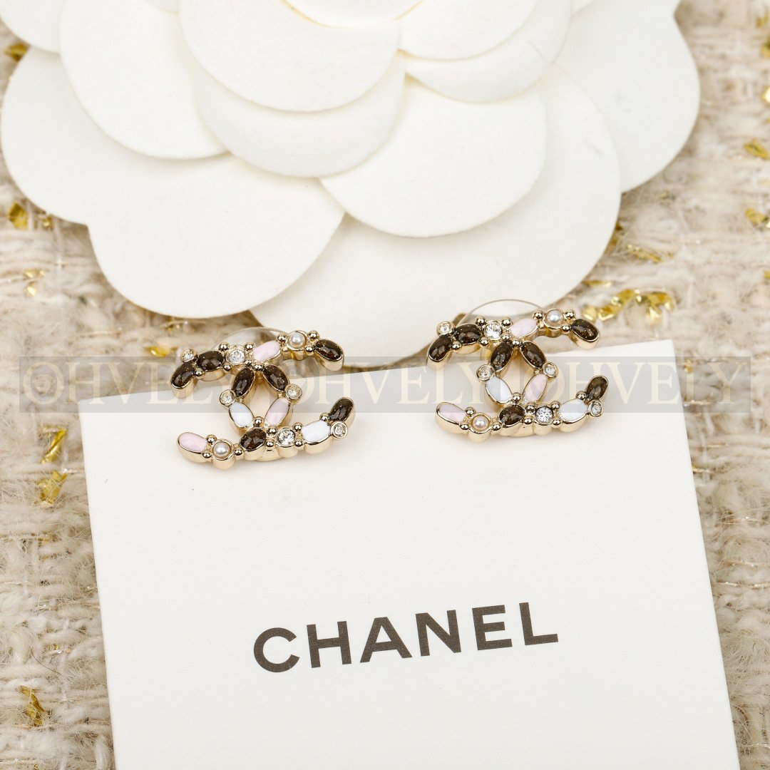 샤넬 CHANEL CC 로고 멀티스톤 이어링