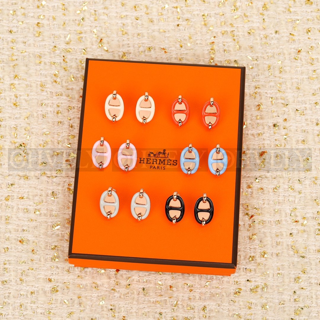 에르메스 Hermès 미니 마이옹 샹달 Mini Maillon Chaine d'Ancre 이어링 로즈골드