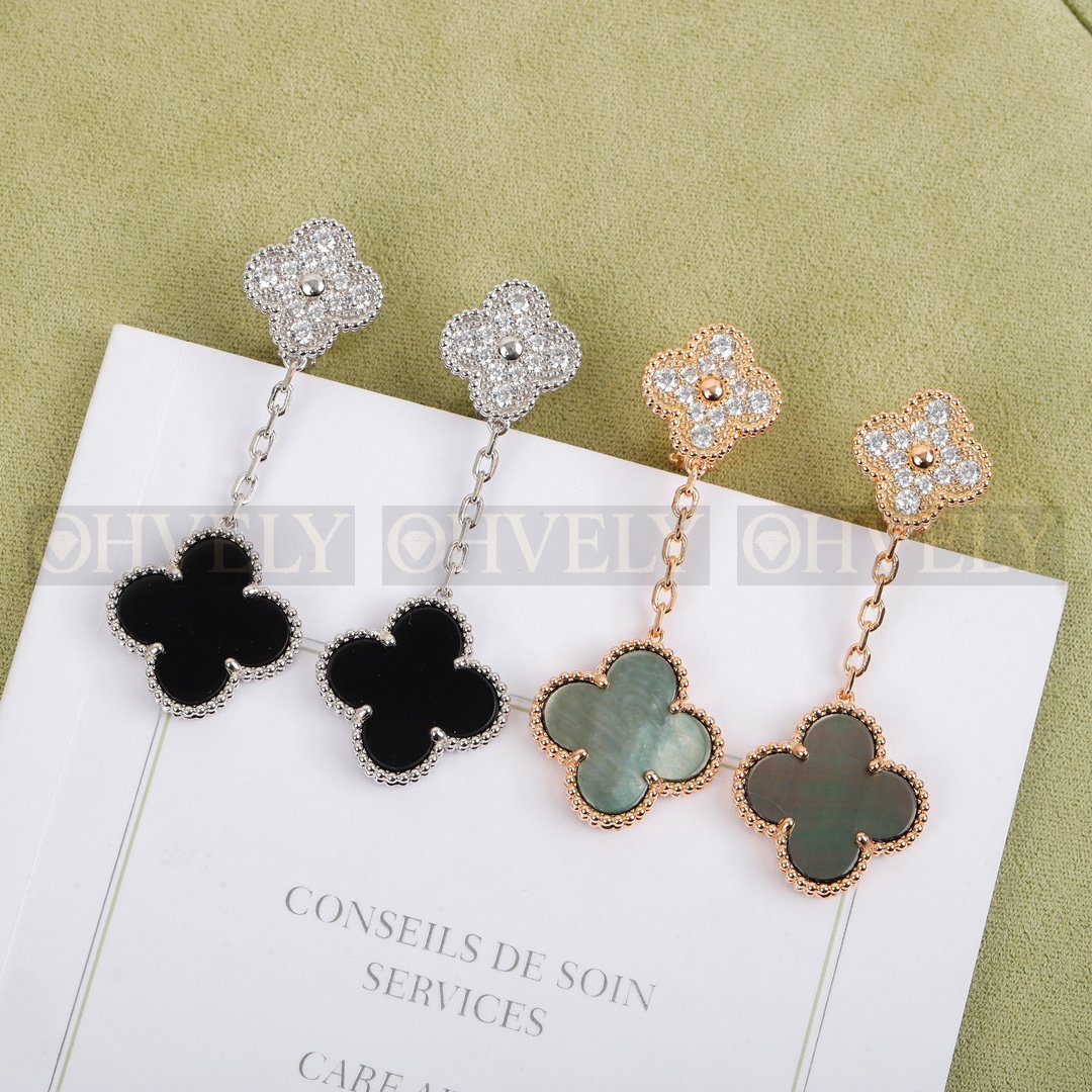 반클리프 아펠 Van Cleef & Arpels 매직 알함브라 이어링 ( 블랙 실버, 자개 골드 )