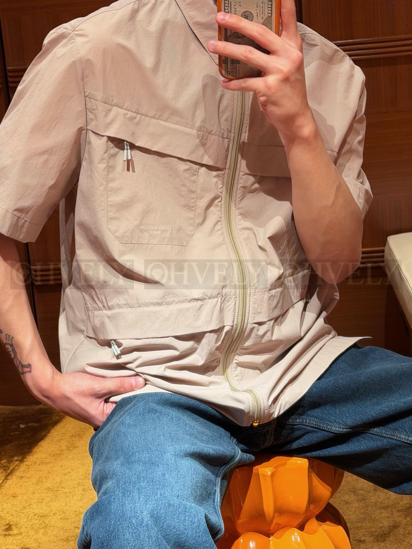 【 ZP버전 】루이 비통 멀티 포켓 집업 쇼트 슬리브 셔츠