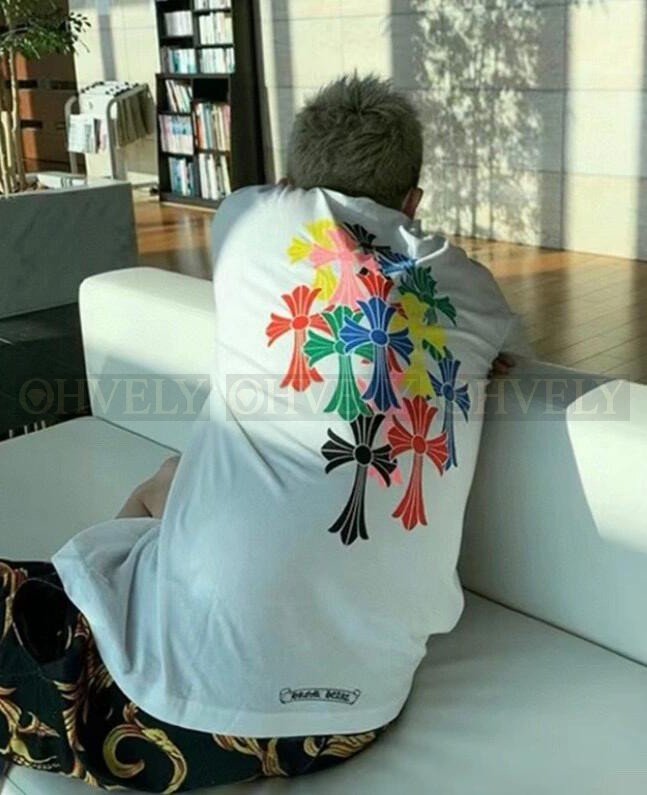 【 ZP버전 】크롬하츠 멀티 컬러 크로스 세메터리 티셔츠