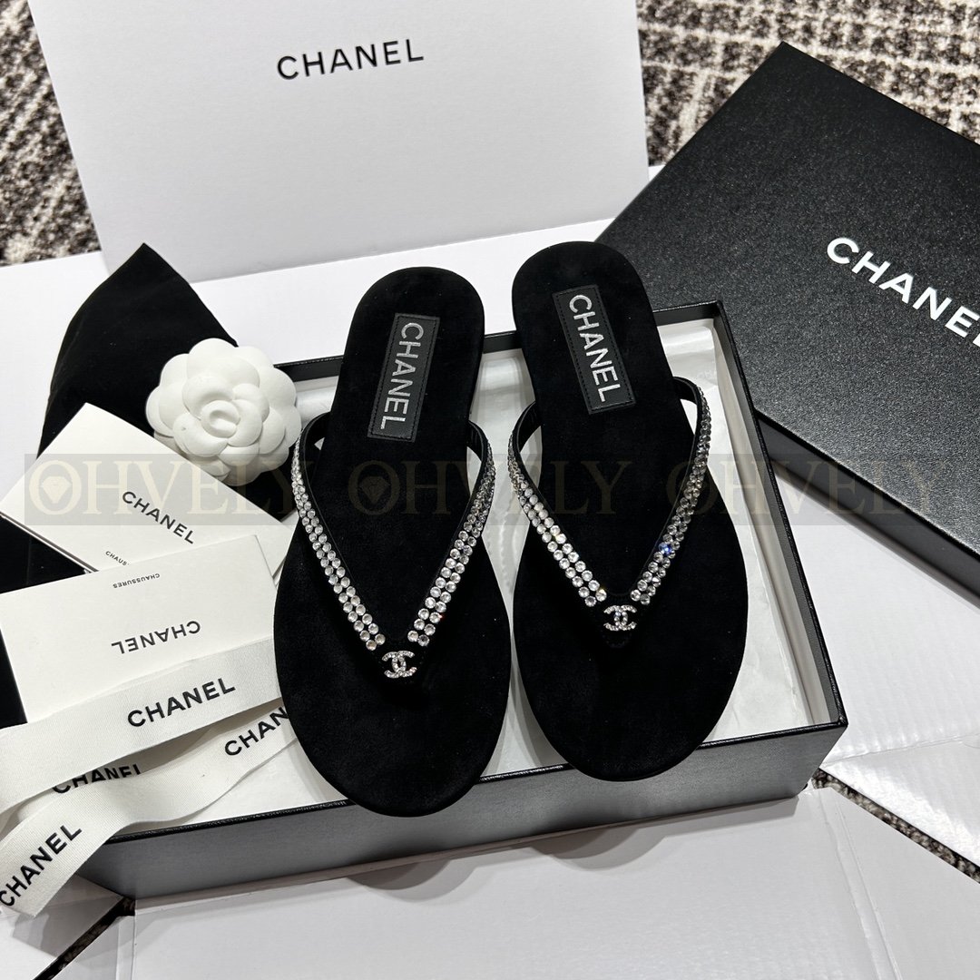 Chanel CC로고 크리스탈 쪼리 샌들