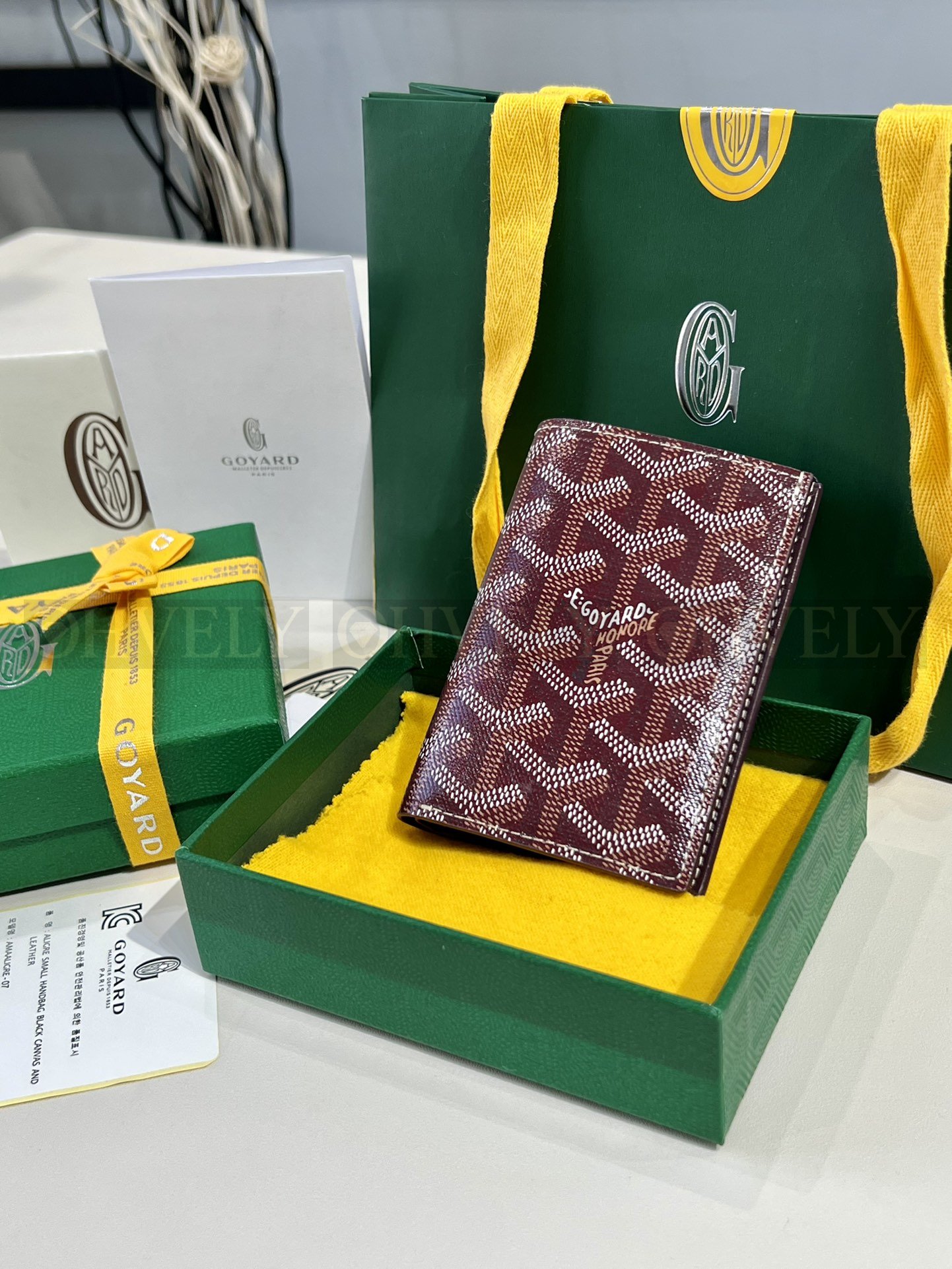 GOYARD 고야드 인서트 빅투아르 카드 홀더 버건디&옐로우