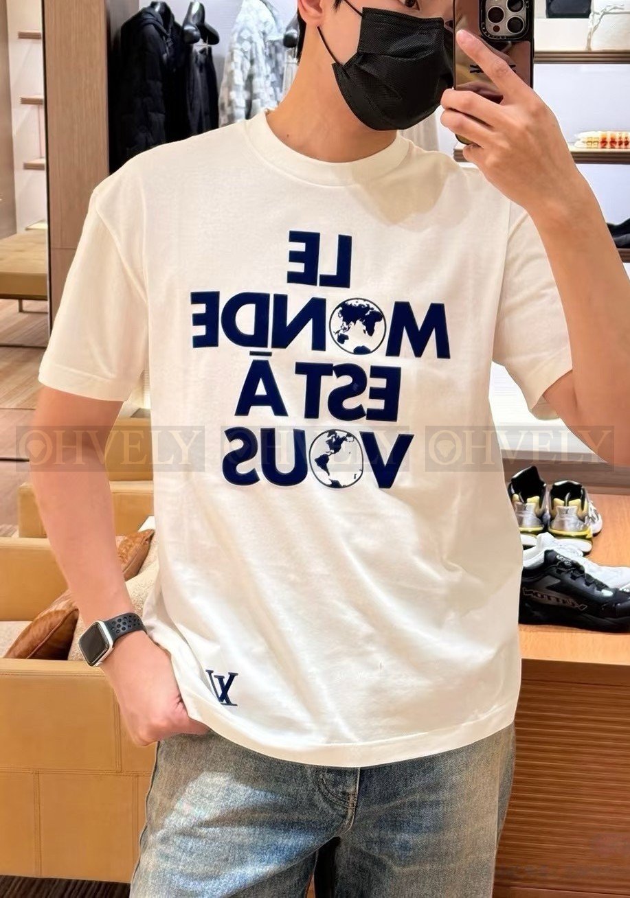 【 ZP버전 】루이비통 Louis Vuitton 르 몽드 에 아 부 프린트 반팔 티셔츠
