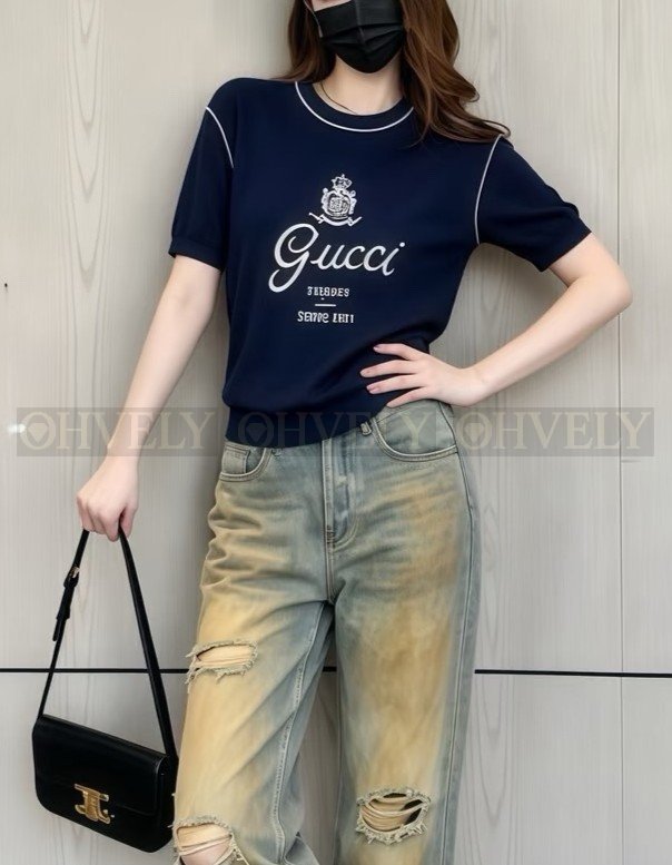 【 ZP버전 】구찌 Gucci 크레스트 쉴드 인타르시아 니트 티셔츠