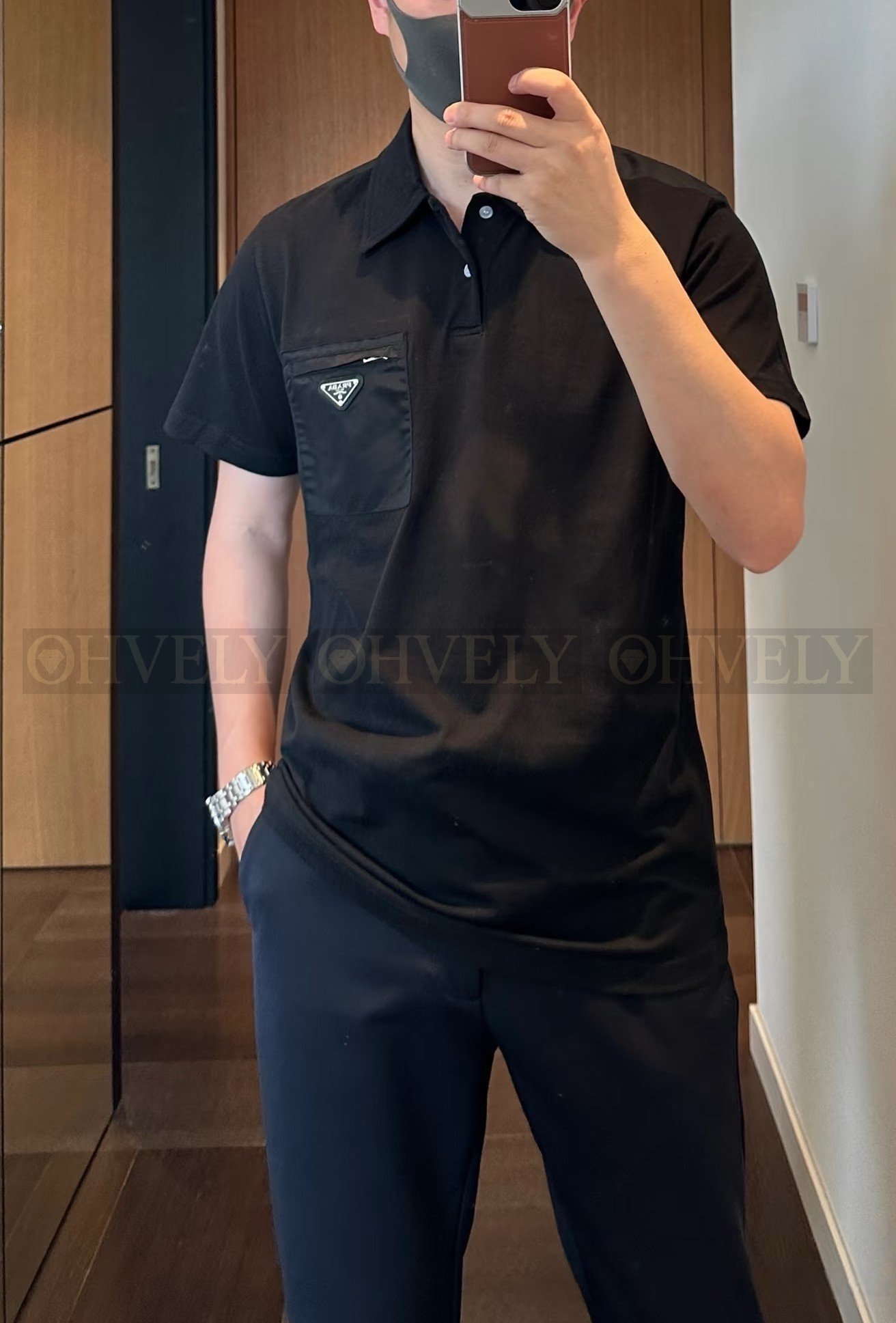 【 ZP버전 】프라다 PRADA 리나일론 포켓 폴로 셔츠
