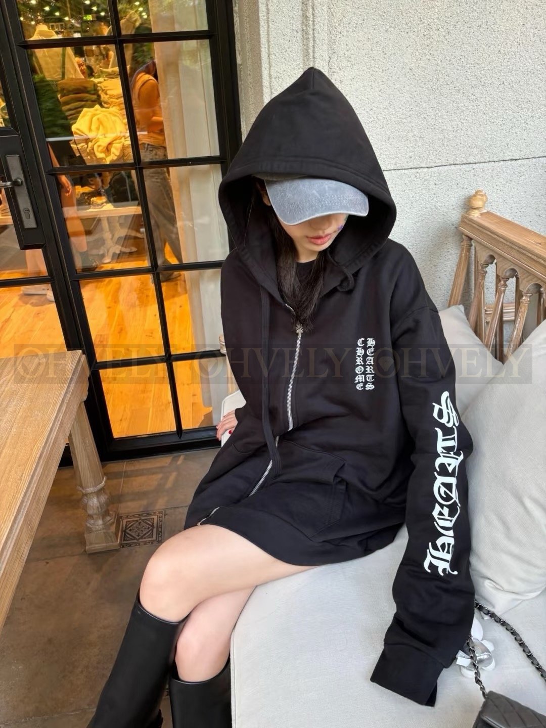 【 ZP버전 】크롬하츠 Chrome Hearts 클래식 암 스크립트 로고 지퍼 후드 집업