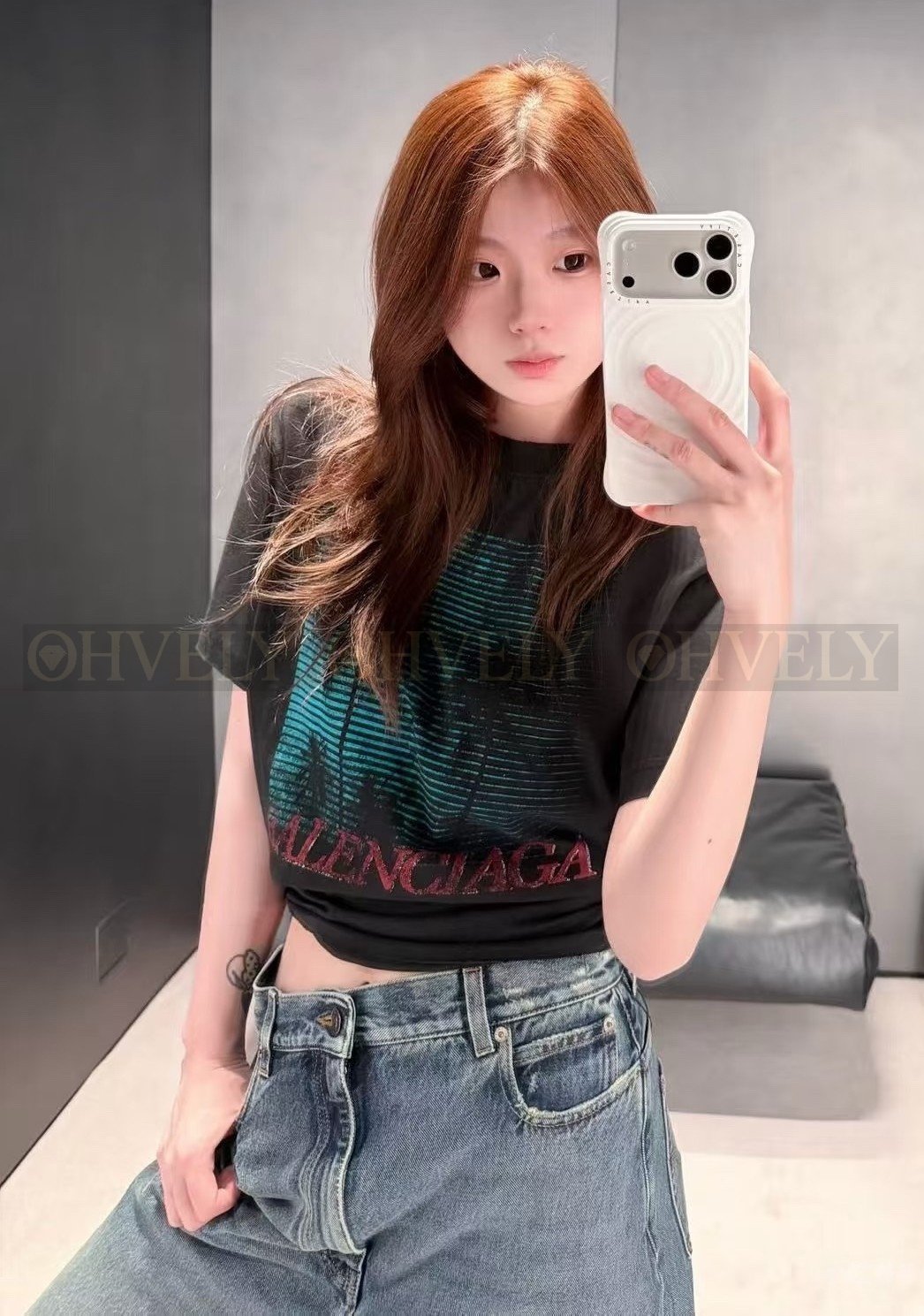 【 ZP버전 】발렌시아가 Balenciaga 팜 트리 그래픽 프린트 반팔 티셔츠