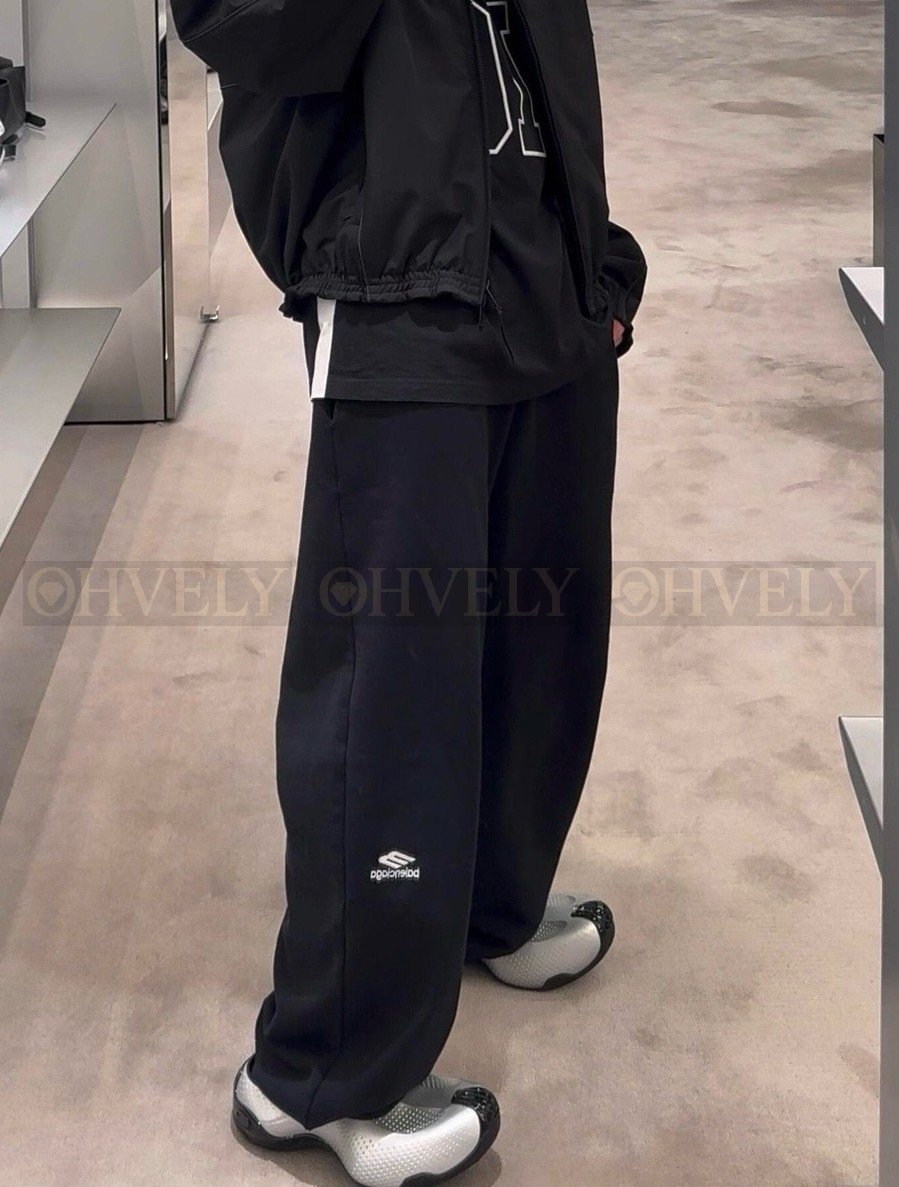 【 ZP버전 】발렌시아가 Balenciaga 3B 스포츠 아이콘 로고 자수 트랙 팬츠 블랙