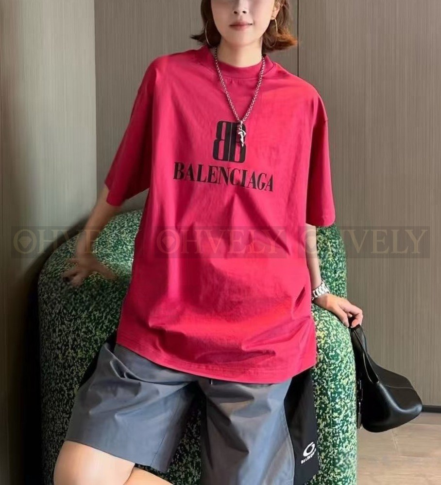 【 ZP버전 】발렌시아가 Balenciaga 더블 B 로고 프린트 반팔 티셔츠