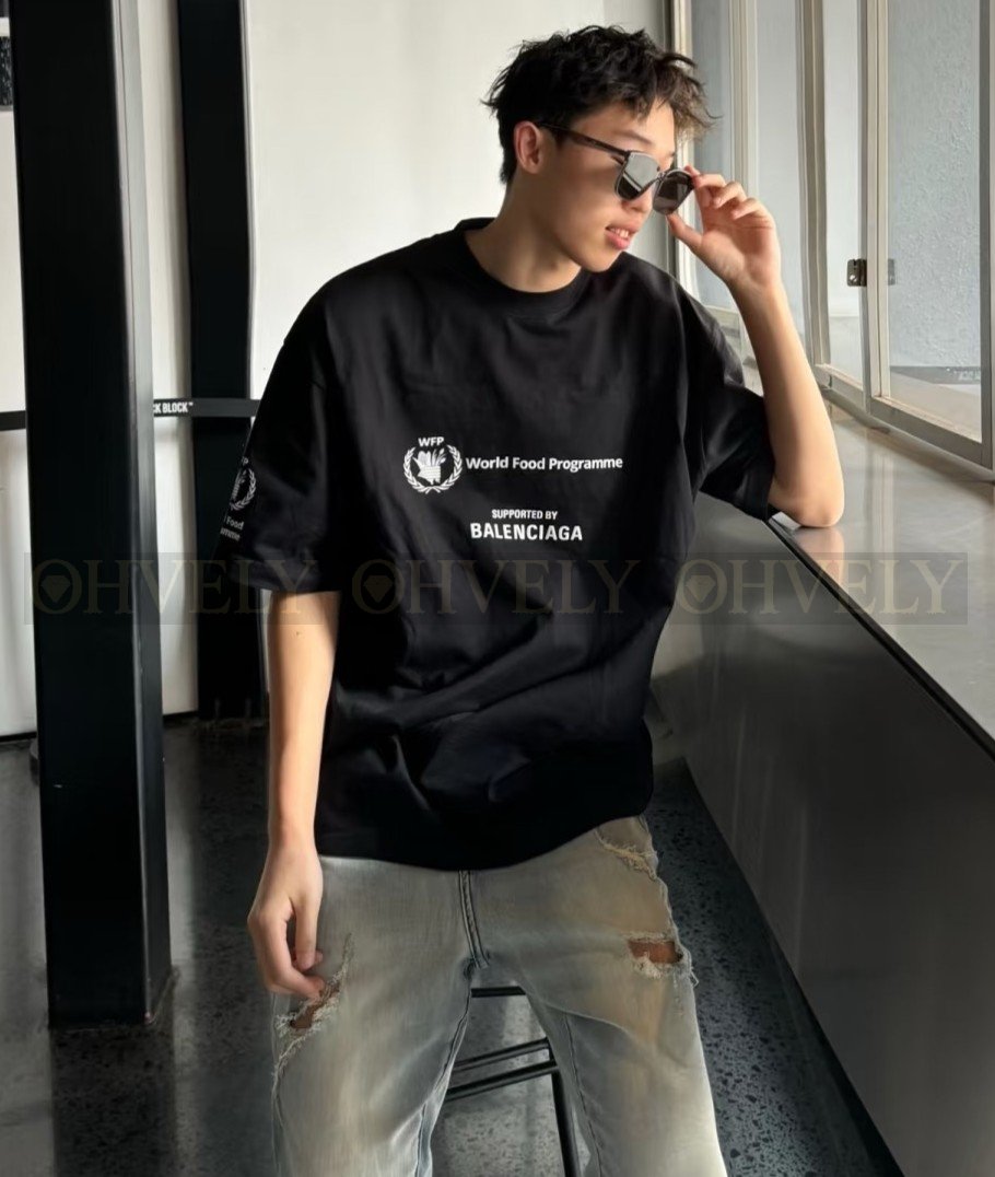 【 ZP버전 】발렌시아가 Balenciaga WFP(세계식량계획) 로고 프린트 반팔 티셔츠