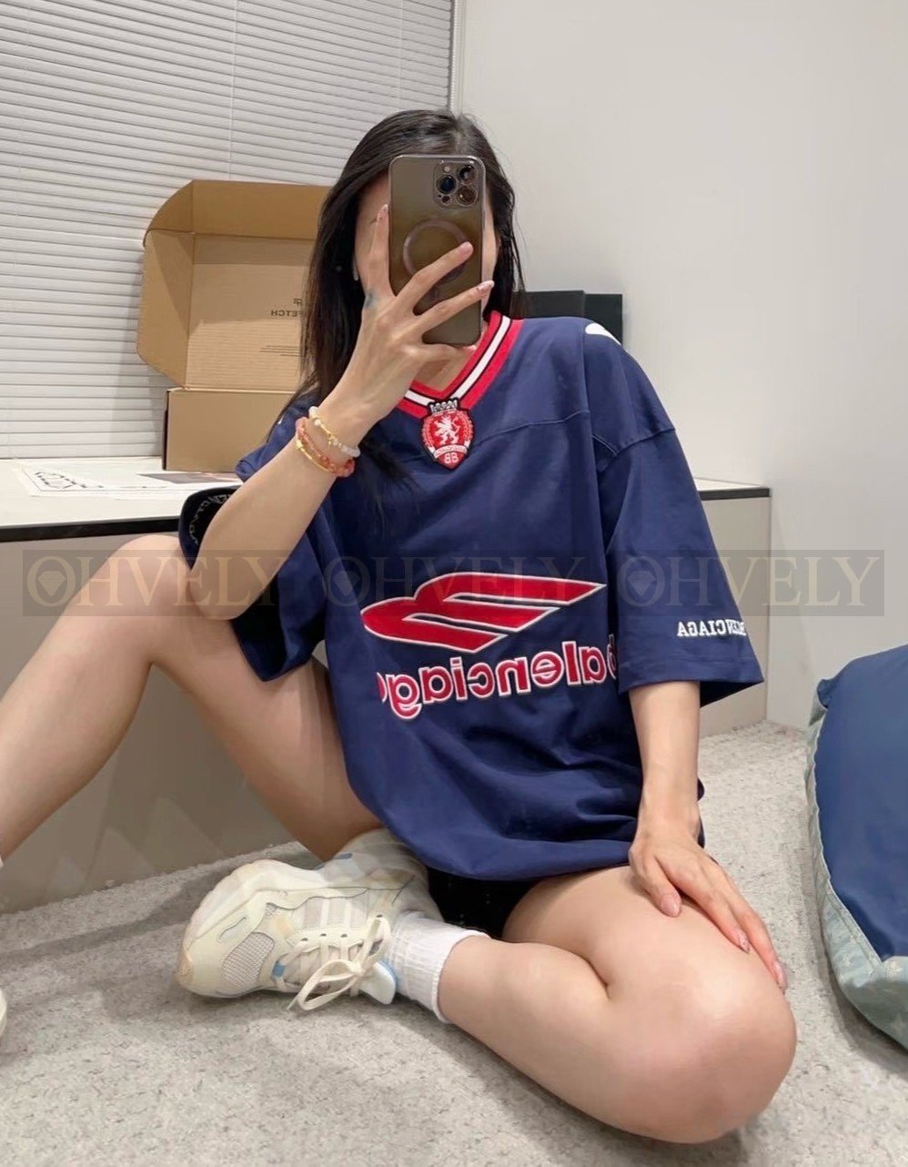 【 ZP버전 】발렌시아가 Balenciaga 3B 스포츠 아이콘 로고 저지 티셔츠