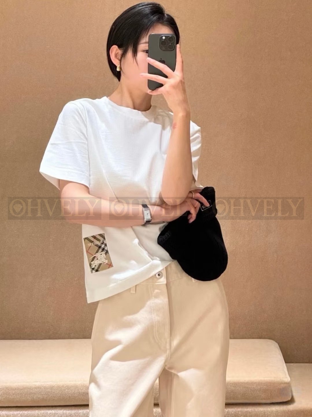 【 ZP버전 】버버리 Burberry 체크 라벨 면 티셔츠