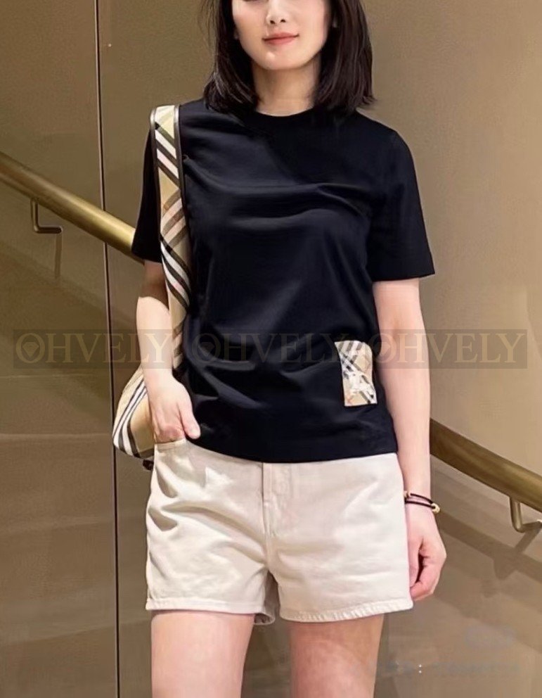 【 ZP버전 】버버리 Burberry 체크 라벨 면 티셔츠