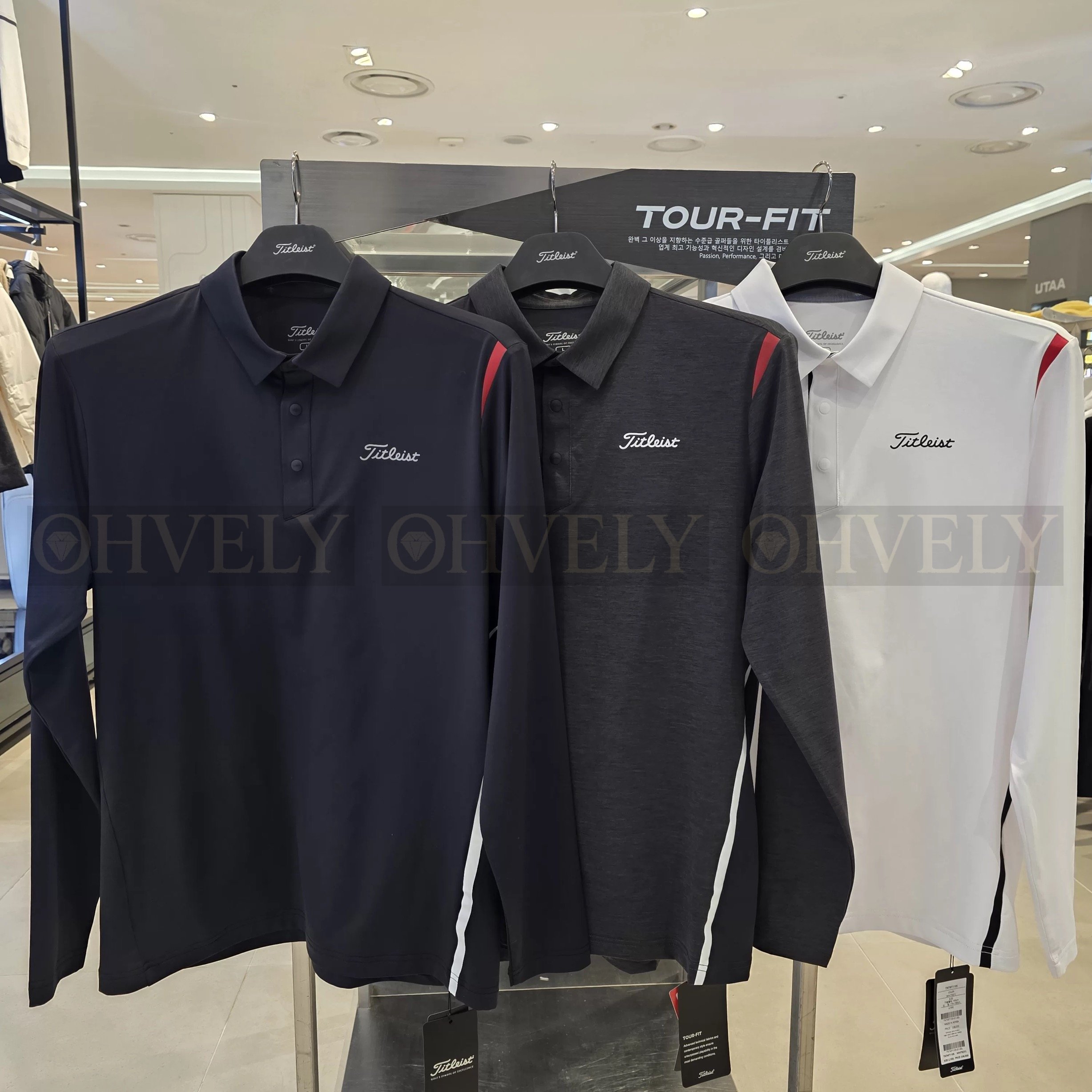 Titleist 타이틀리스트 남성 투어핏 긴소매 카라 티셔츠 (네이비/블랙/화이트)