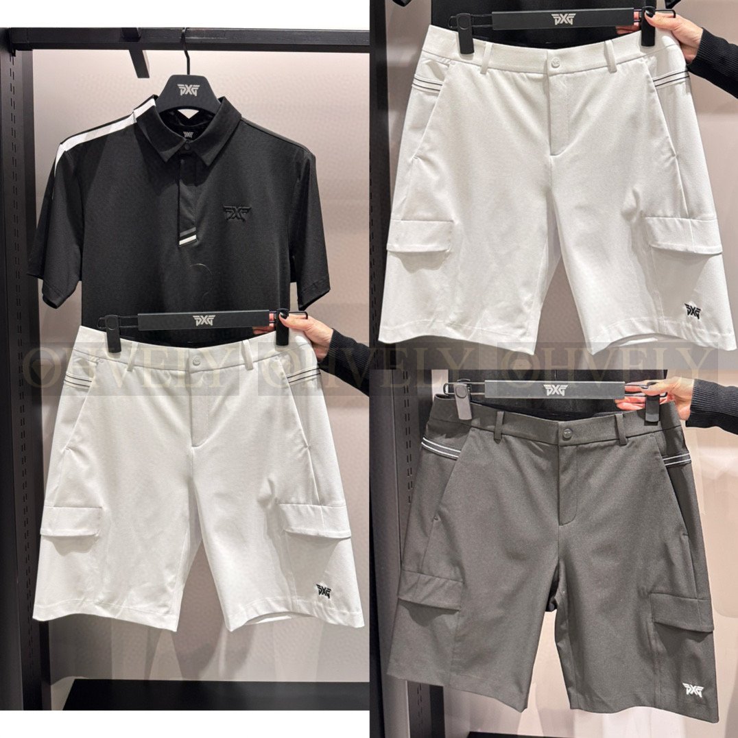 PXG 피엑스지 남성 양사이드 아웃포켓 카고 반바지 (화이트, 다크그레이)