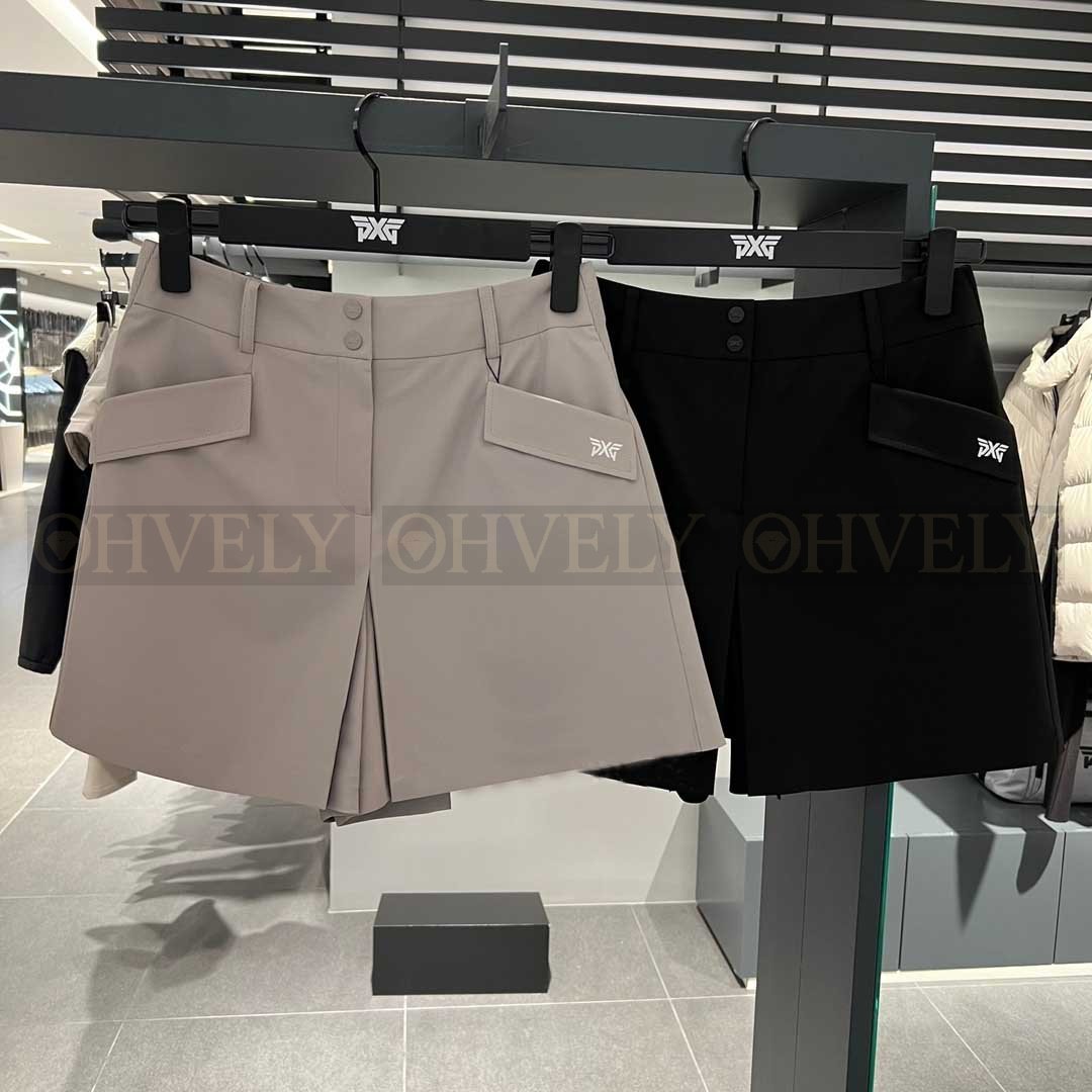 PXG 피엑스지 여성 아웃포켓 플리츠 큐롯 스커트 반바지 (베이지, 블랙)