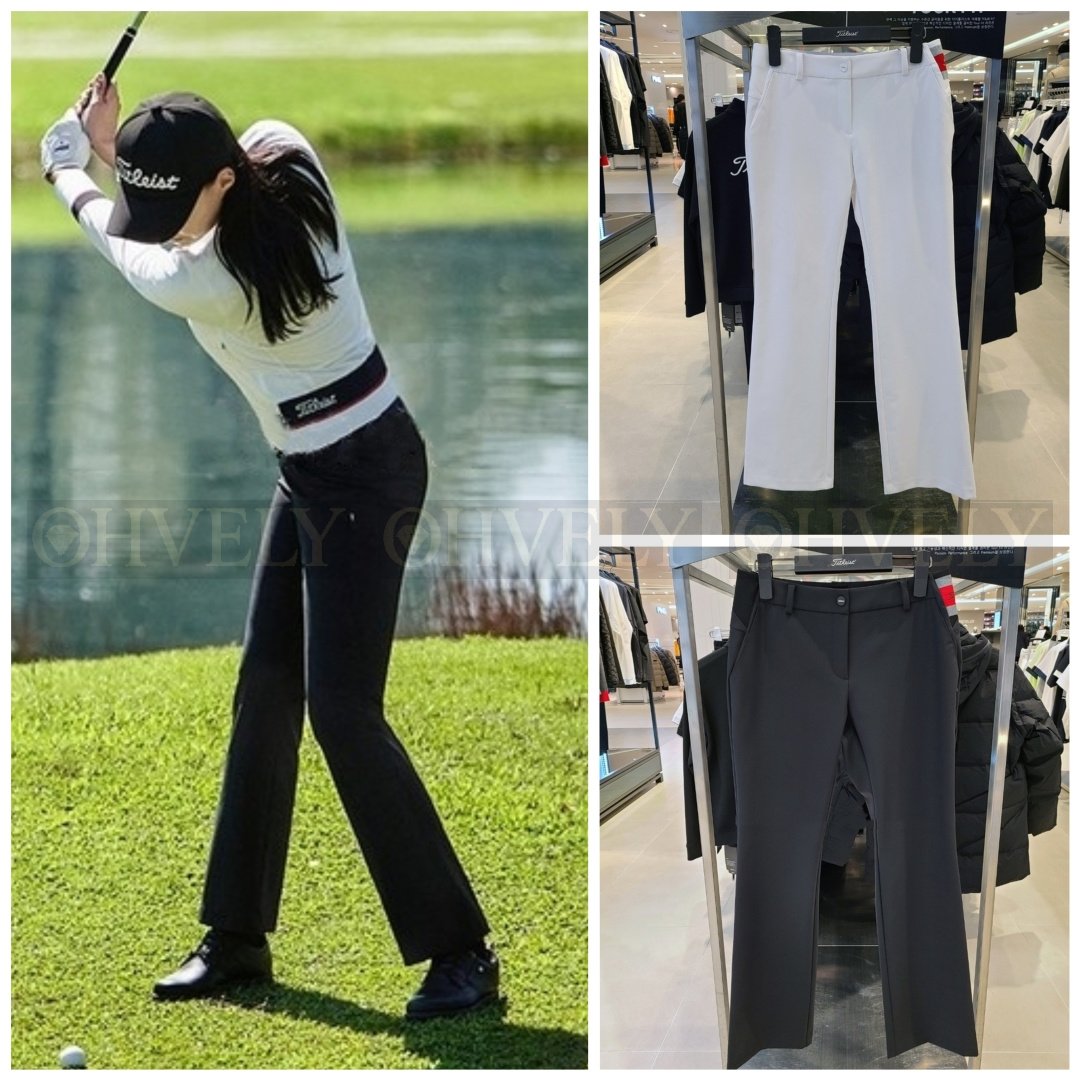 Titleist 타이틀리스트 여성 투어핏 부츠컷 골프 팬츠 바지 (화이트/블랙)