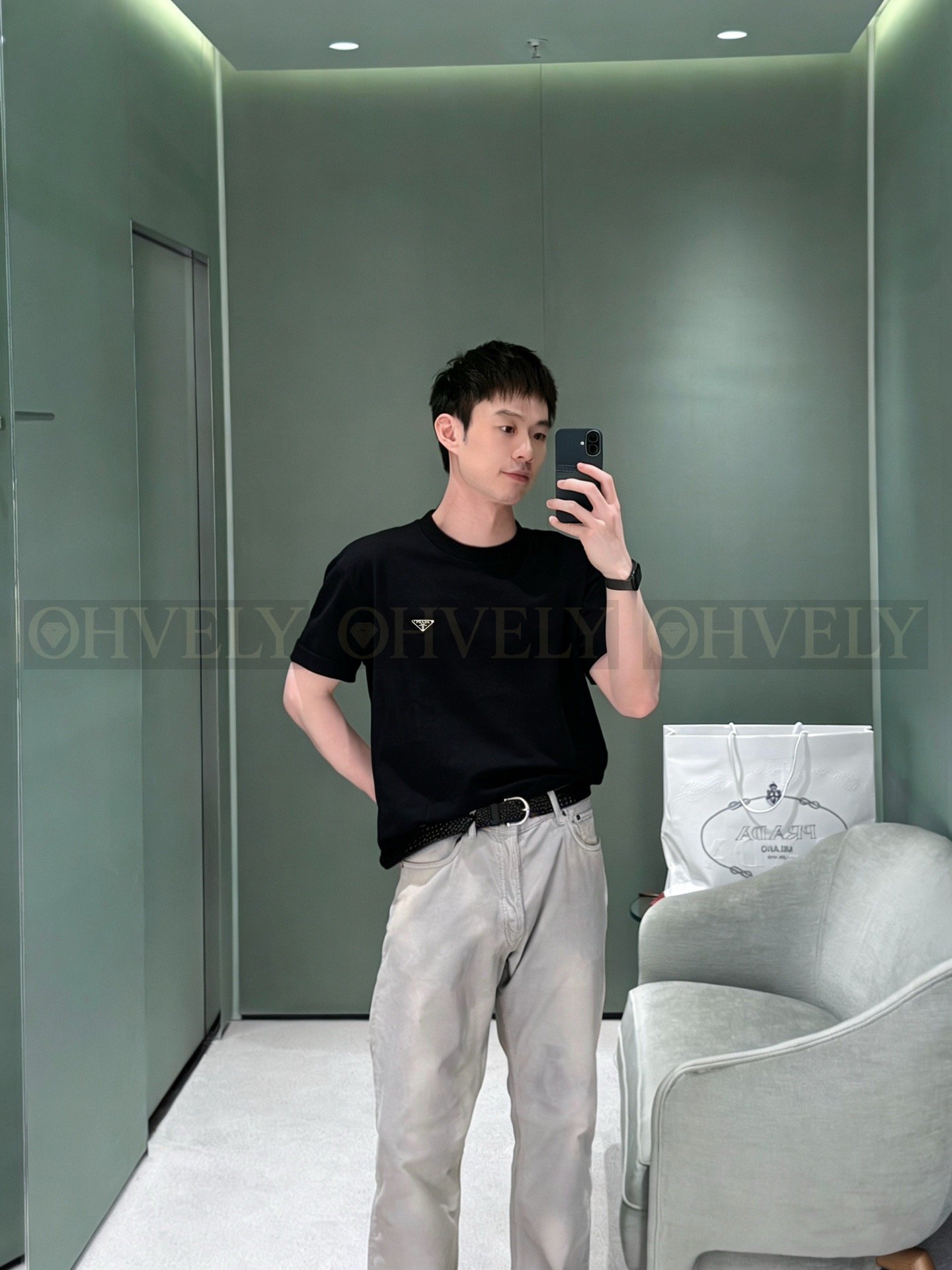 【 ZP버전 】P 워싱 가슴 삼각로고 반팔 티셔츠 상품 썸네일