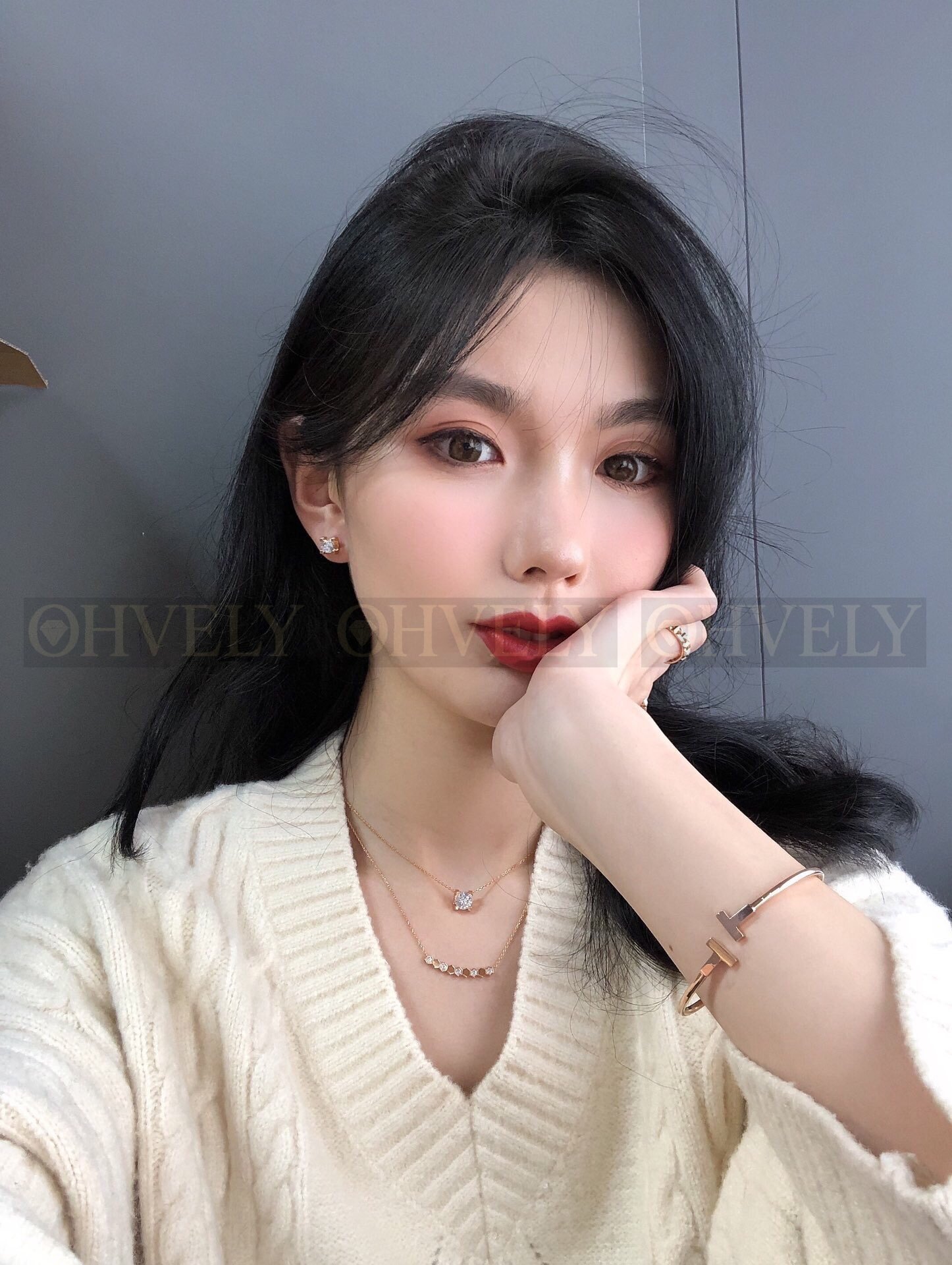 【 ZP버전 】CM비 마이 러브 하프 다이아몬드 펜던트 네크리스 금장 상품 썸네일