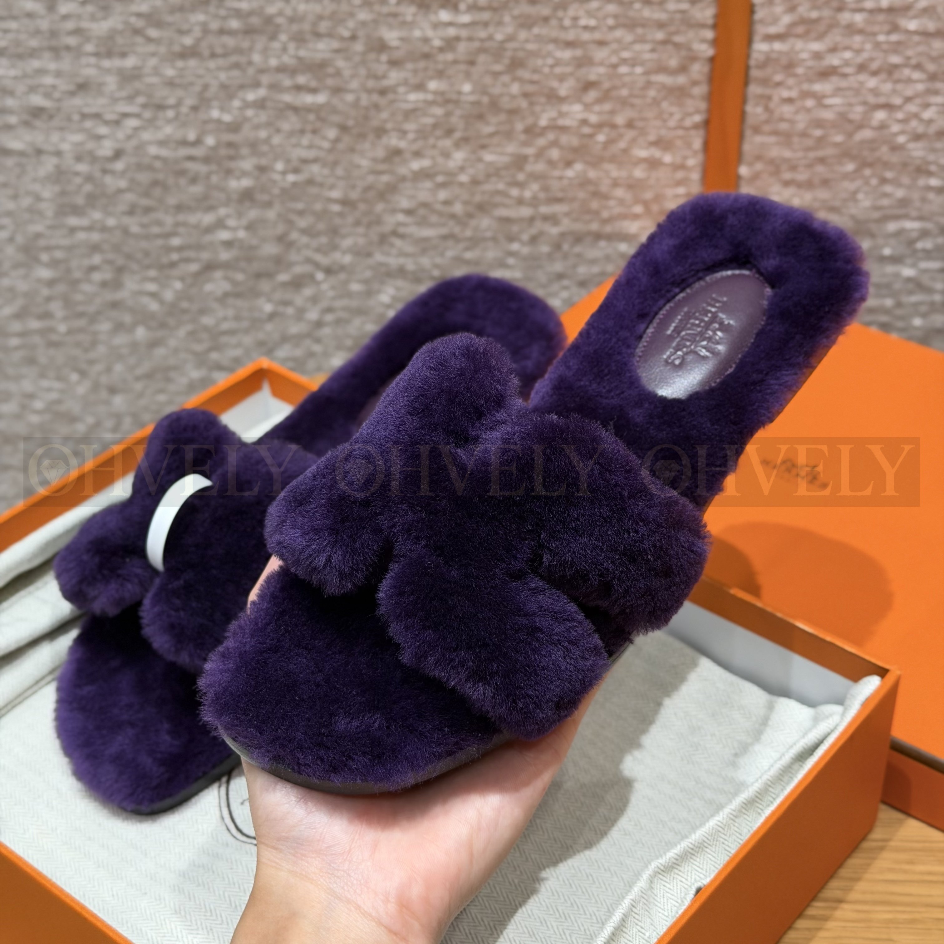 【 ZP버전 】H 오란 숄 시어링 무통 샌들 슬리퍼 브라운 상품 썸네일