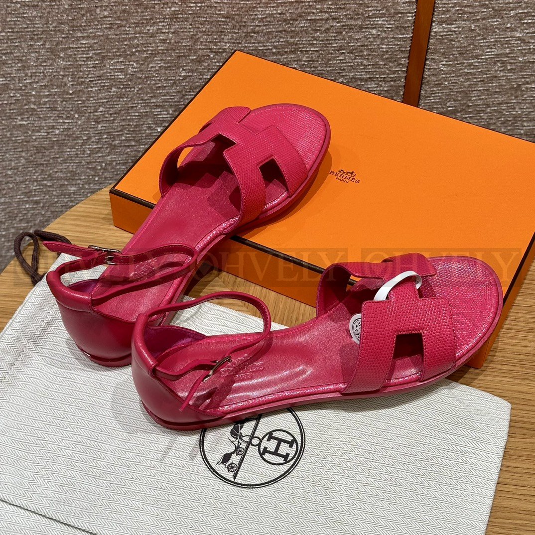 【 ZP버전 】H 산토리니 핑크 리자드 스킨 샌들 상품 썸네일