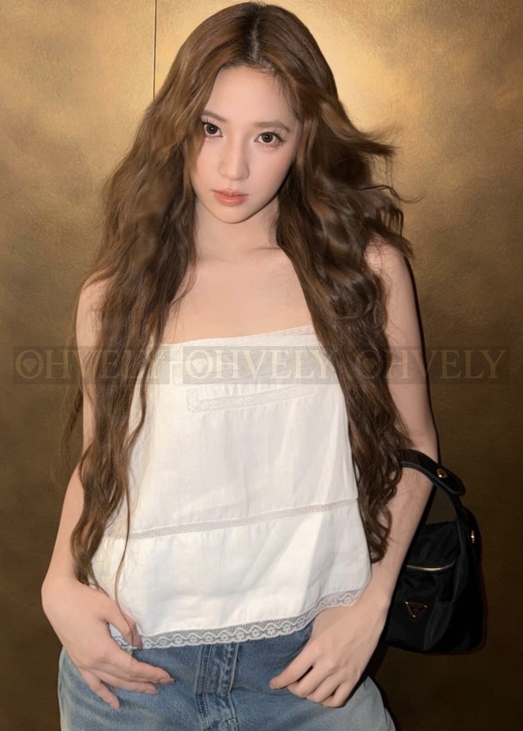【 ZP버전 】P 린넨 패치워크 레이스 나시 탑