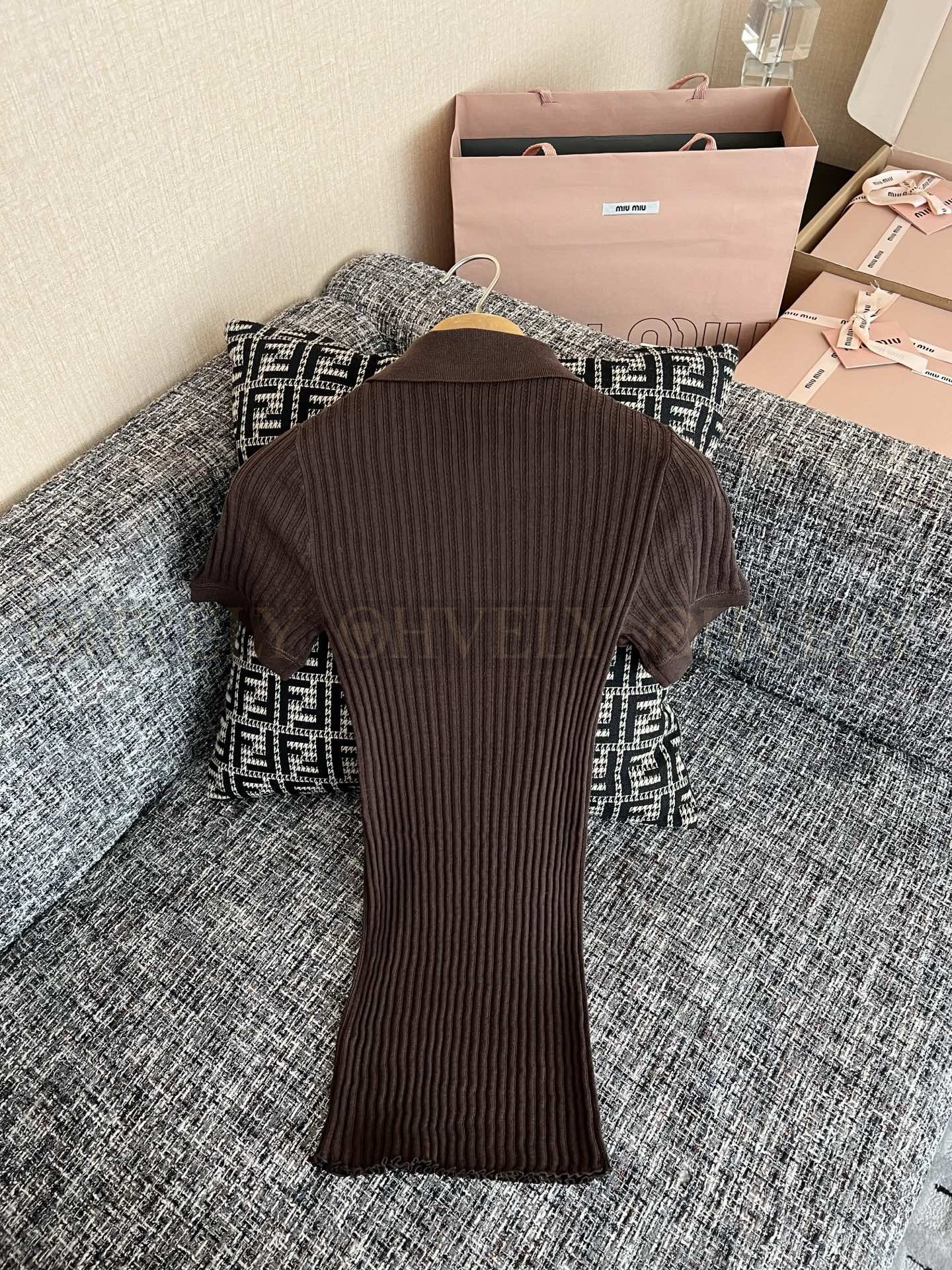 【 ZP버전 】M 브라운 가디건 니트 칼라 카라티 반팔 상품 썸네일