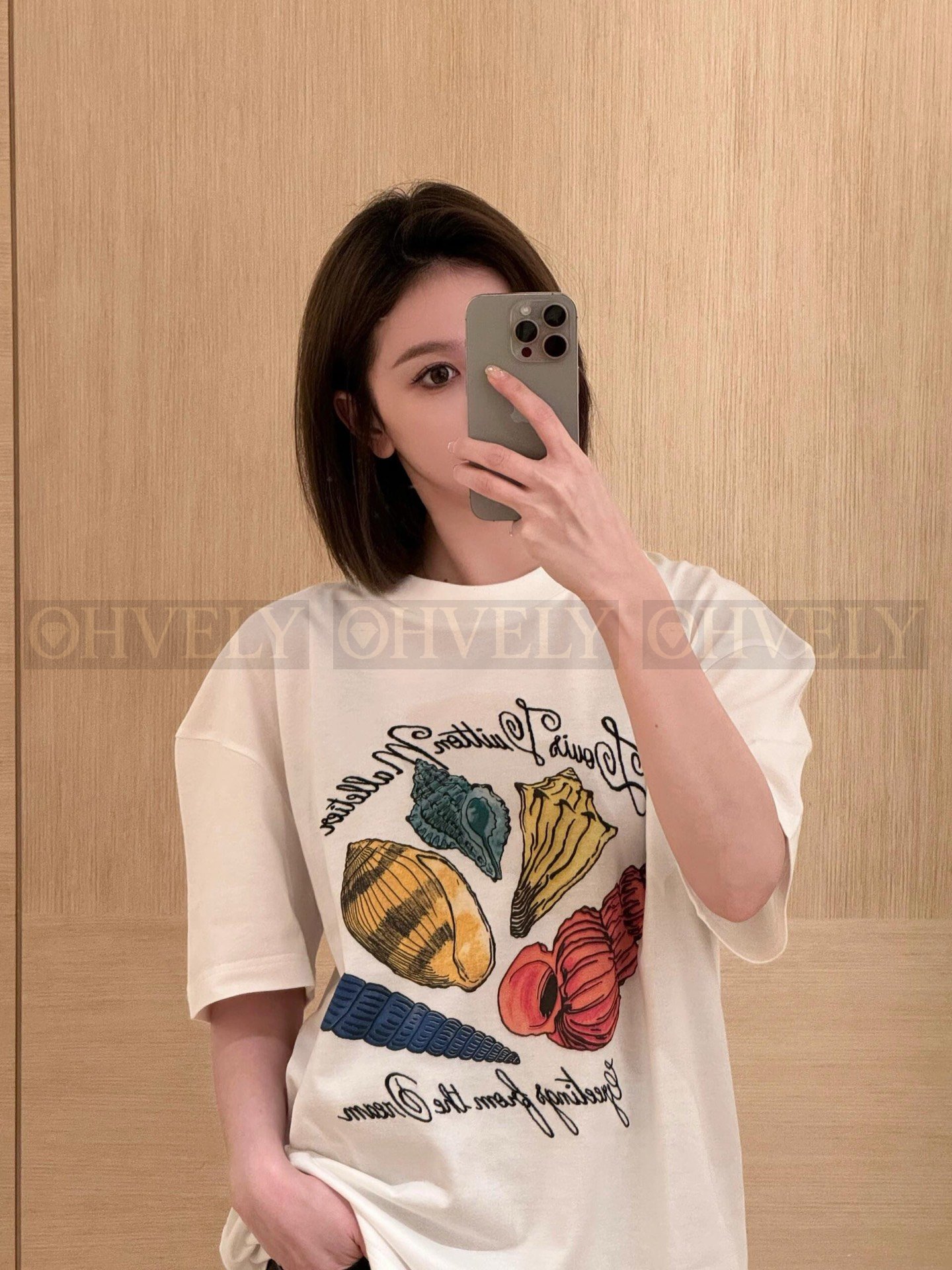 【 ZP버전 】LV 레터링 소라 프린팅 반팔 티셔츠