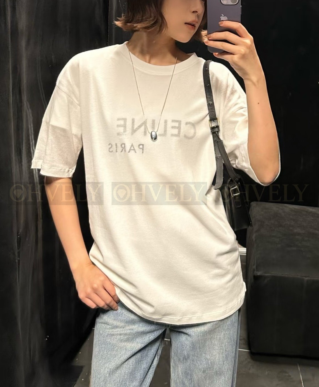 【 ZP버전 】CEL 더블 레이어 레터링 로고 반팔 티셔츠