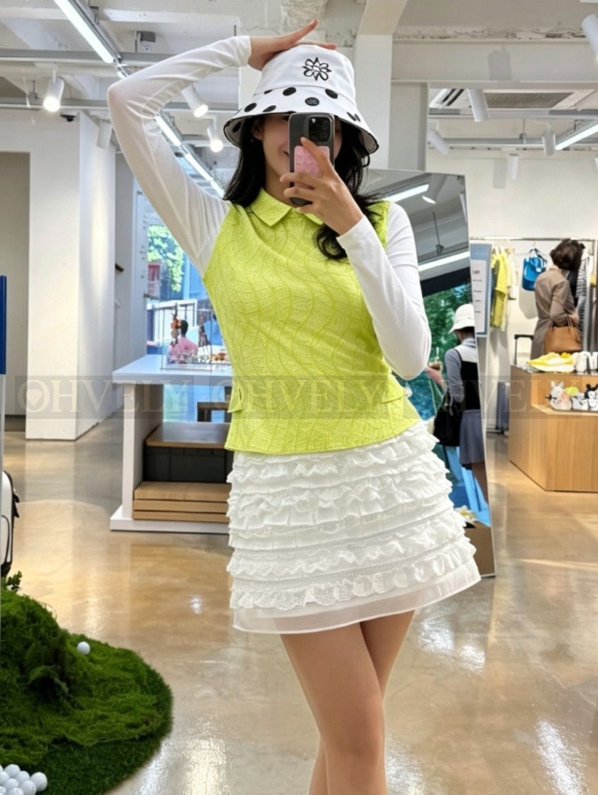【 ZP버전 】PG 모노그램 로고 프릴 레이어드 긴팔 티셔츠