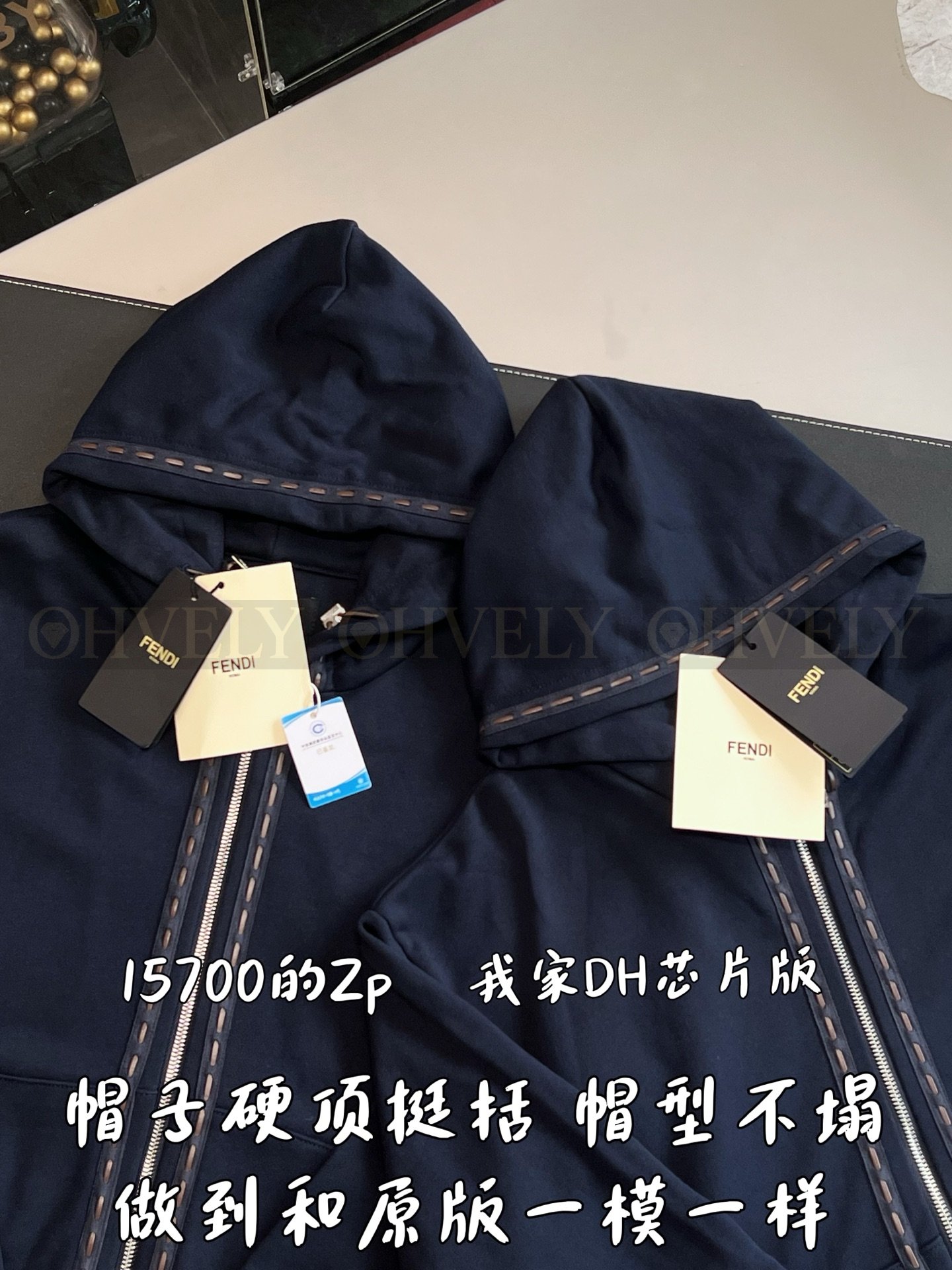 【 ZP버전 】F 가죽 패치 로고 후드 집업 자켓 상품 썸네일