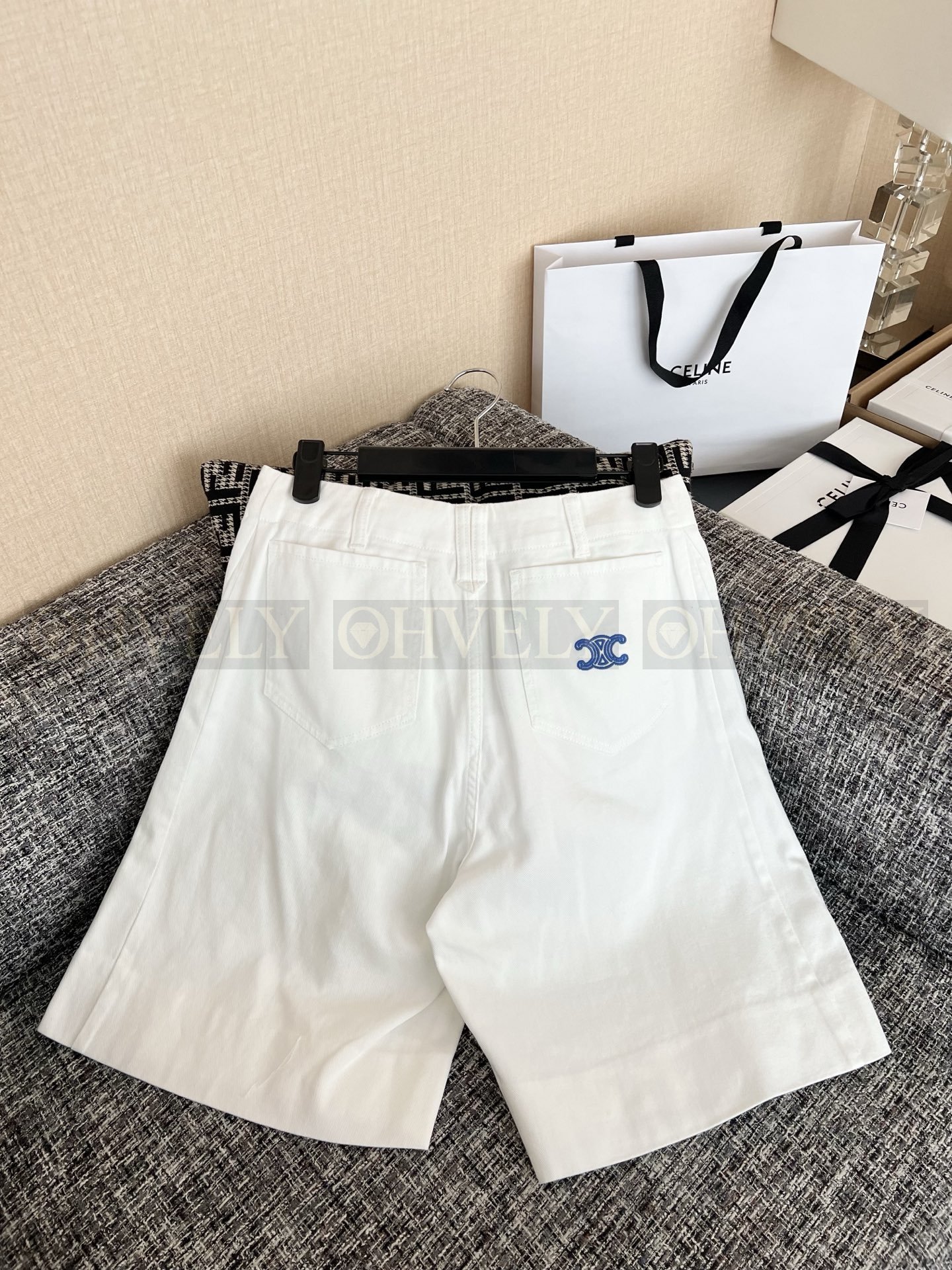 【 ZP버전 】CEL 더블 포켓 화이트 오분 데님 반바지 상품 썸네일