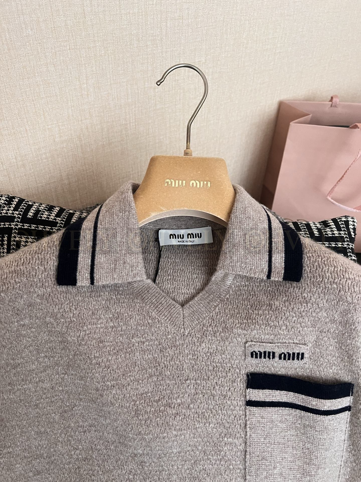 【 ZP버전 】MIU 프레피룩 카라 니트 조끼 베스트 상품 썸네일