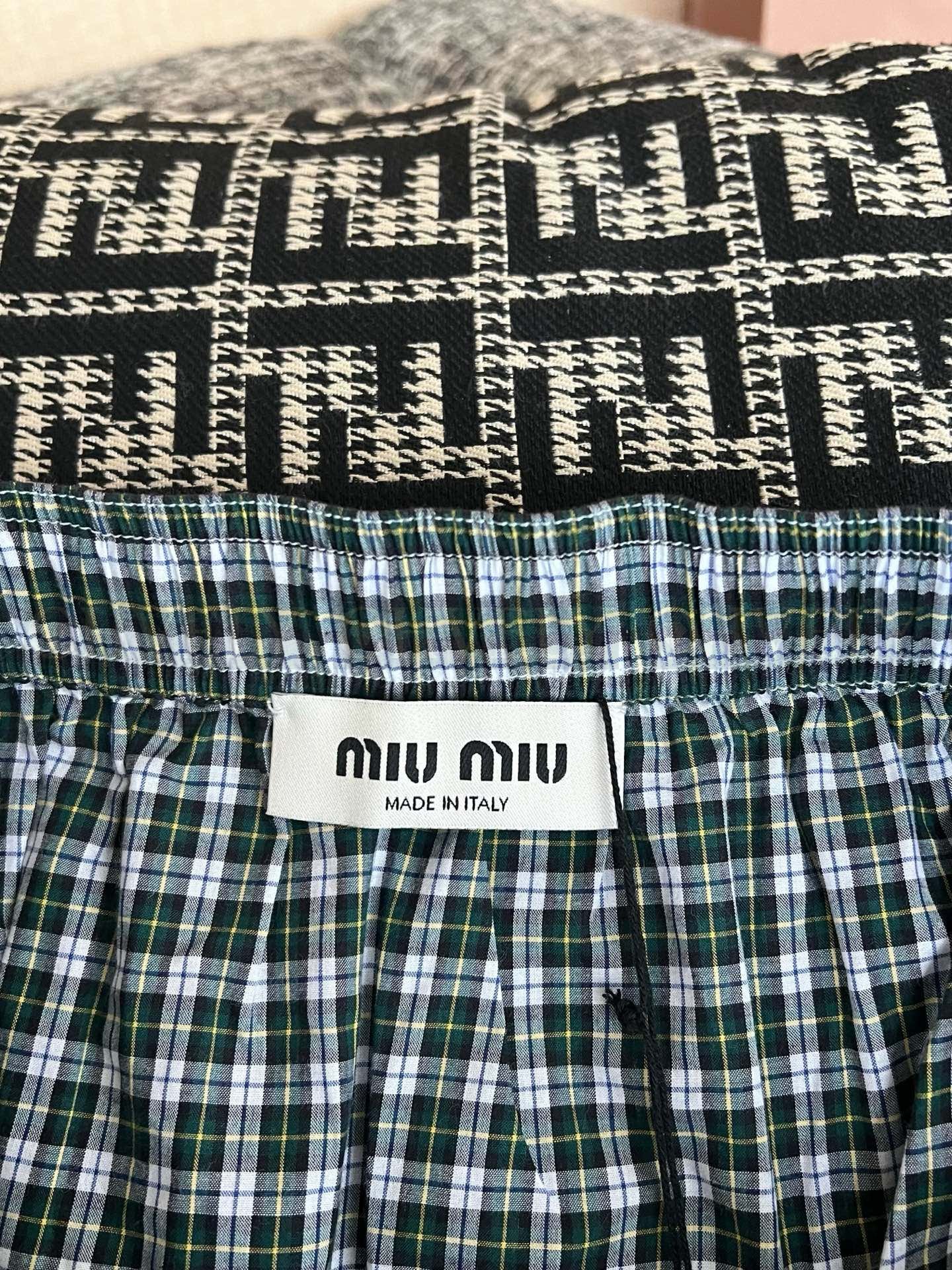 【 ZP버전 】MIU 그린 화이트 체크 미니 스커트 상품 썸네일