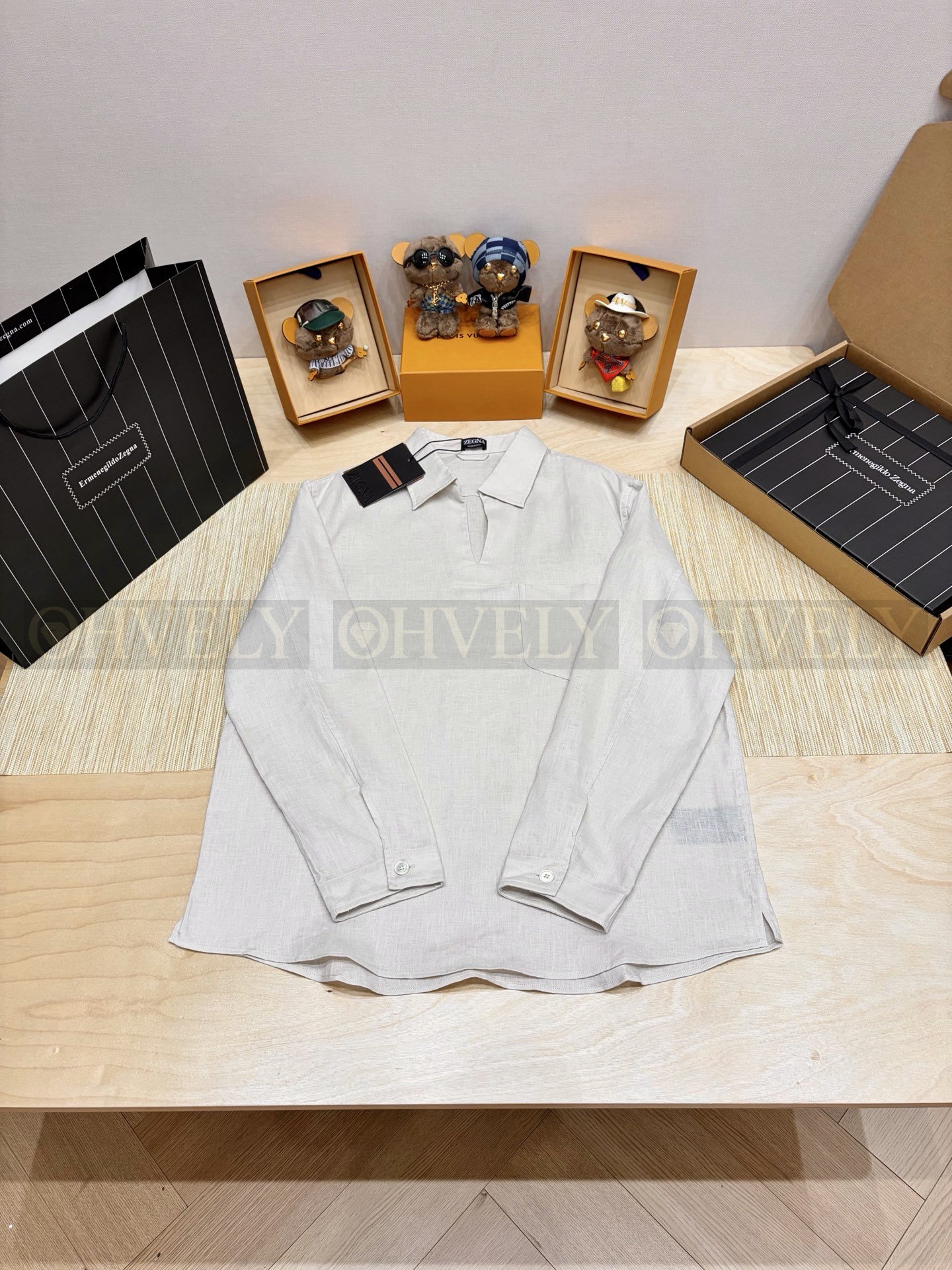 【 ZP버전 】ZE 오픈카라 풀오버 린넨 긴팔 셔츠 (3컬러) 상품 썸네일
