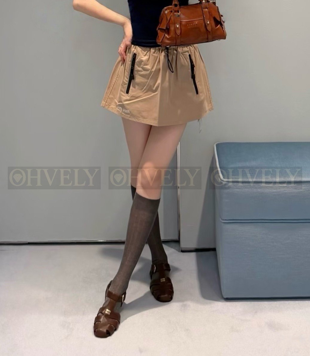 【 ZP버전 】MIU 카키 캐주얼 스커트 상품 썸네일