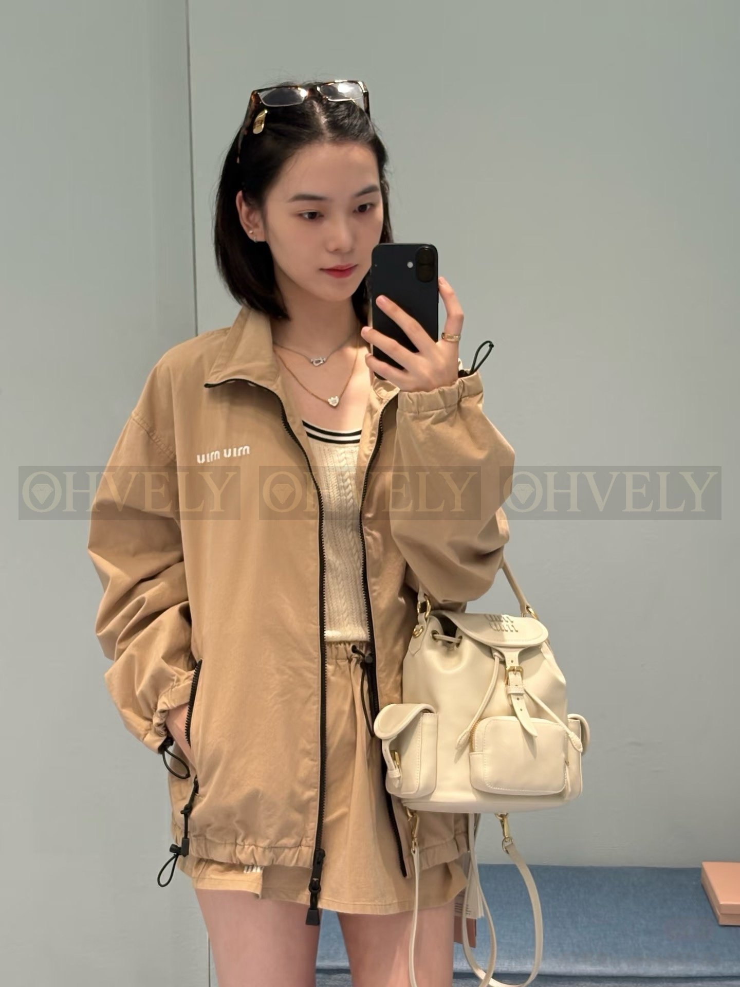 【 ZP버전 】MIU 카키 캐주얼 바람막이 자켓 상품 썸네일
