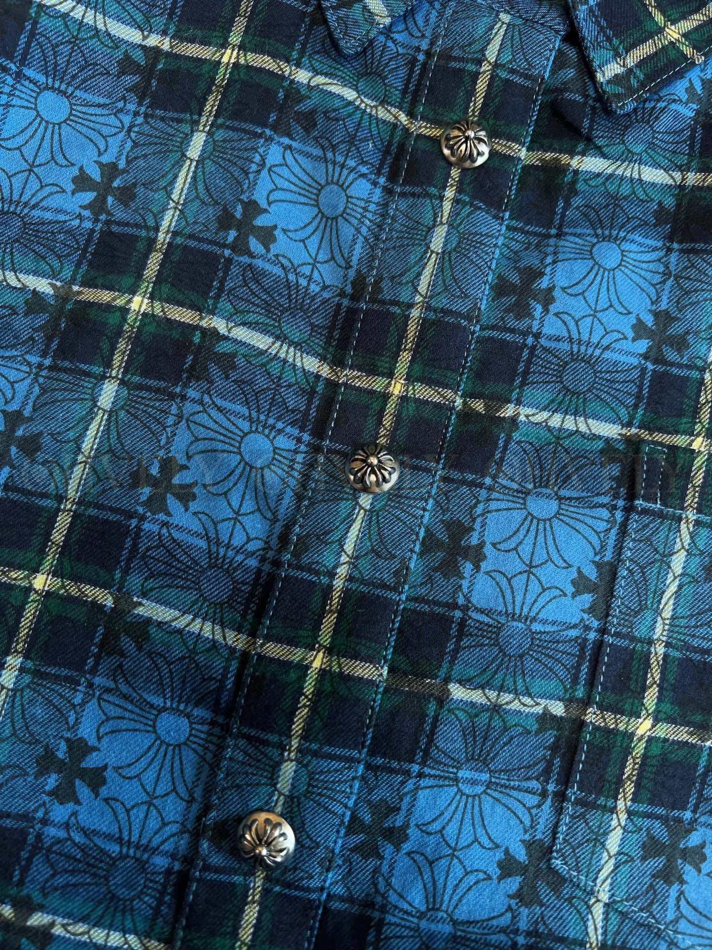 【 ZP버전 】크롬하츠 크로스 자카드 블루 셔츠 상품 썸네일