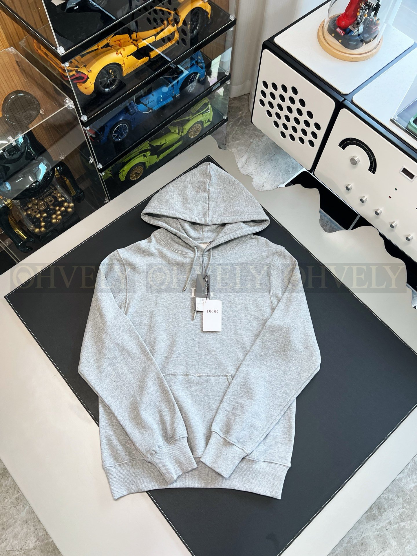 【 ZP버전 】DI 스몰 자수 로고 후드 티셔츠 그레 상품 썸네일