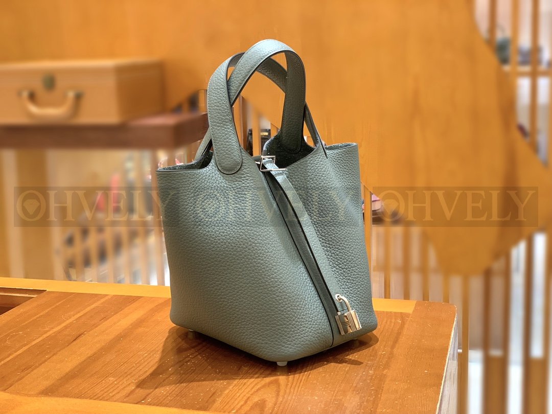 【 ZP버전 】HM Picotin 피코탄 클레망스 가방 아몬드 그린 은장 상품 썸네일