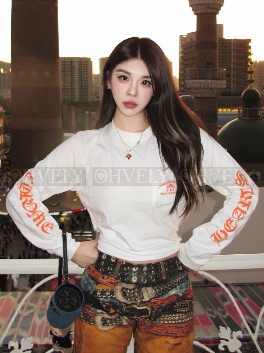 【 ZP버전 】크롬하츠 오렌지 범어 로고 긴팔 티셔츠 상품 썸네일