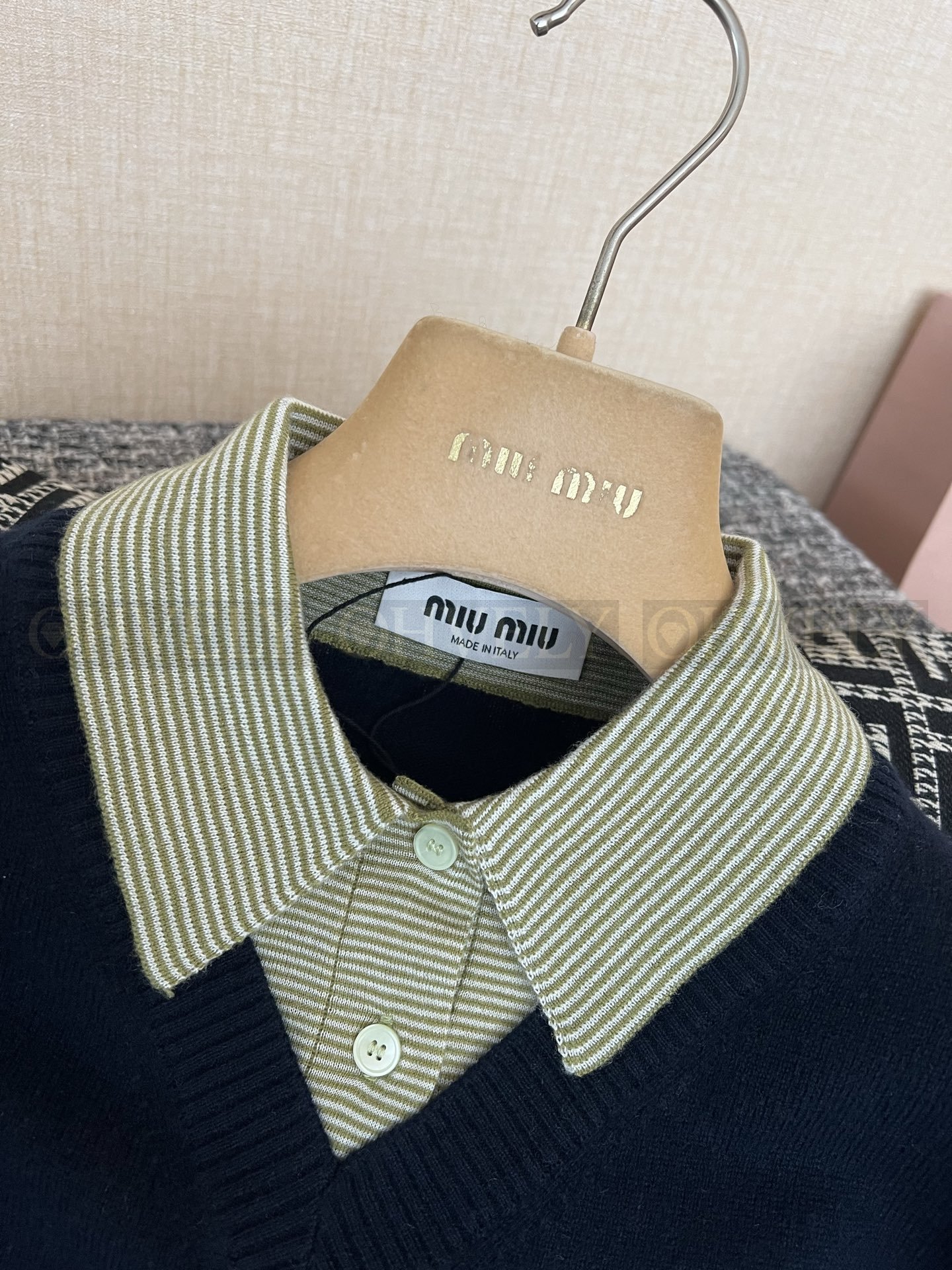 【 ZP버전 】MIU 레이어드 니트 카라 스웨터 상품 썸네일